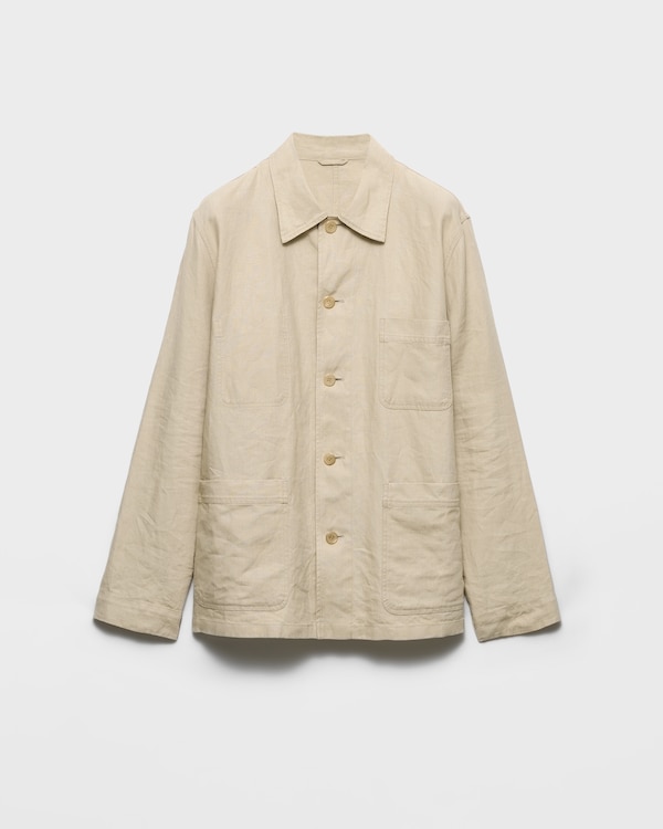 Einreihige Jacke aus Leinen - Sandbeige Einreihige Jacke aus Leinen - Sandbeige