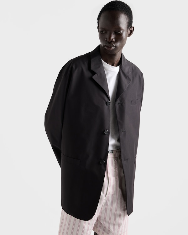Single-breasted technical cotton jacket - Black Single-breasted technical cotton jacket - Black