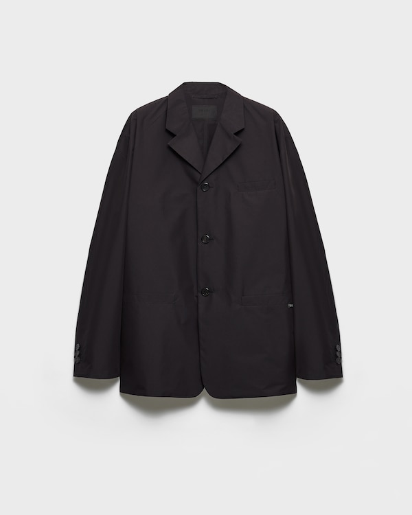 Single-breasted technical cotton jacket - Black Single-breasted technical cotton jacket - Black