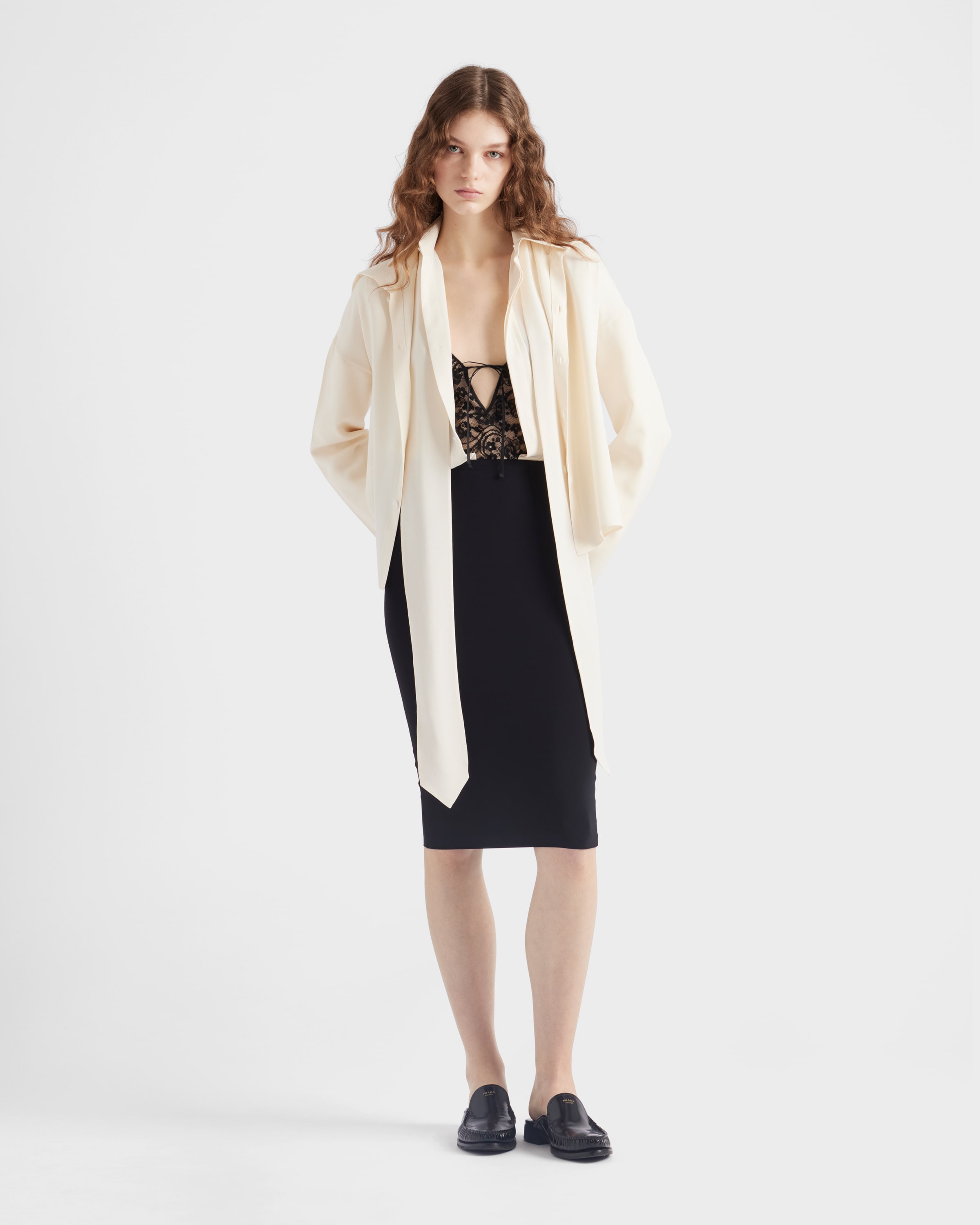 Prada Stretch Fabric Slip In Black