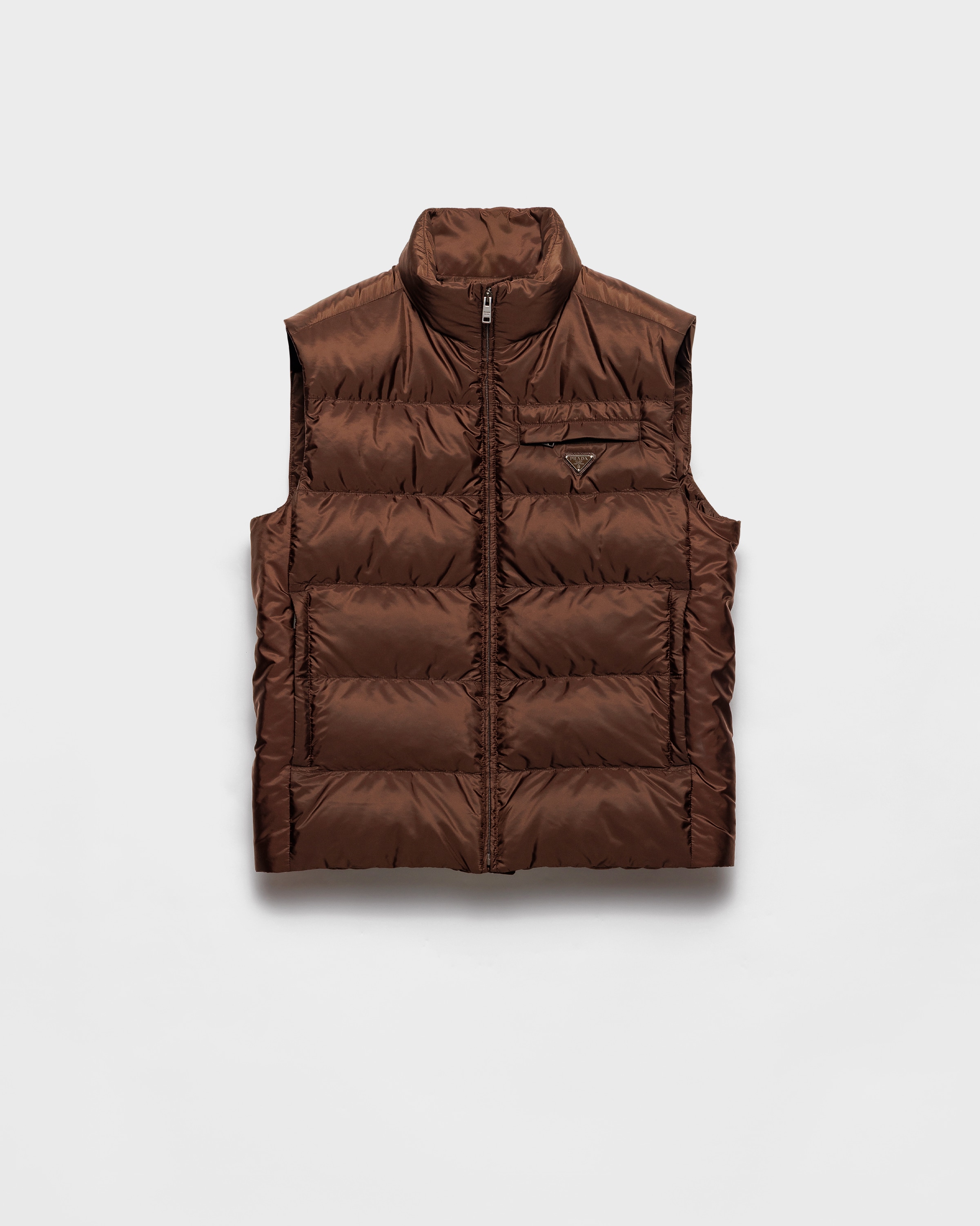 Prada Re-nylon Vest, Man, Cocoa Brown, Size 54
