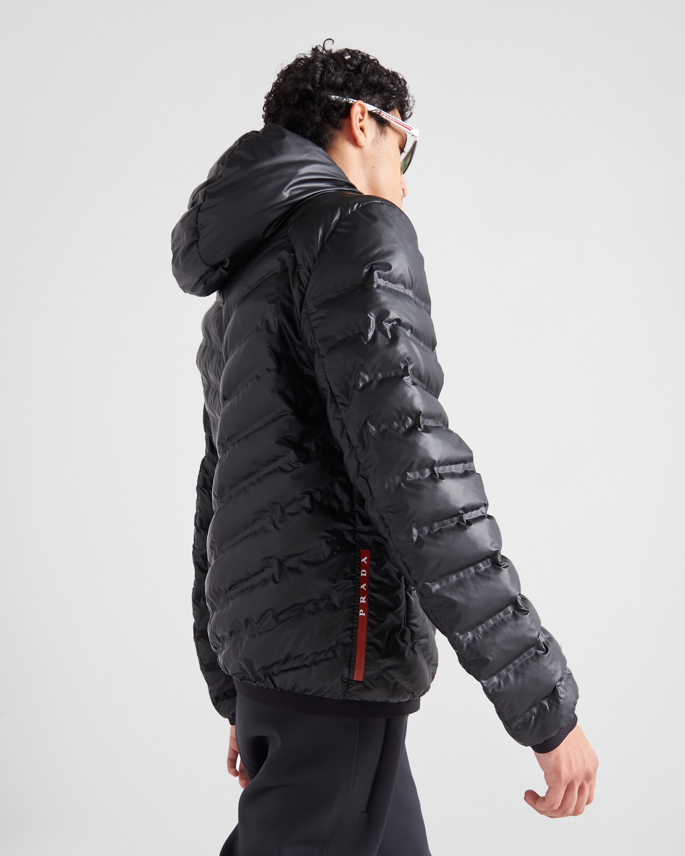 Black Light Re nylon Hooded Puffer Jacket PRADA