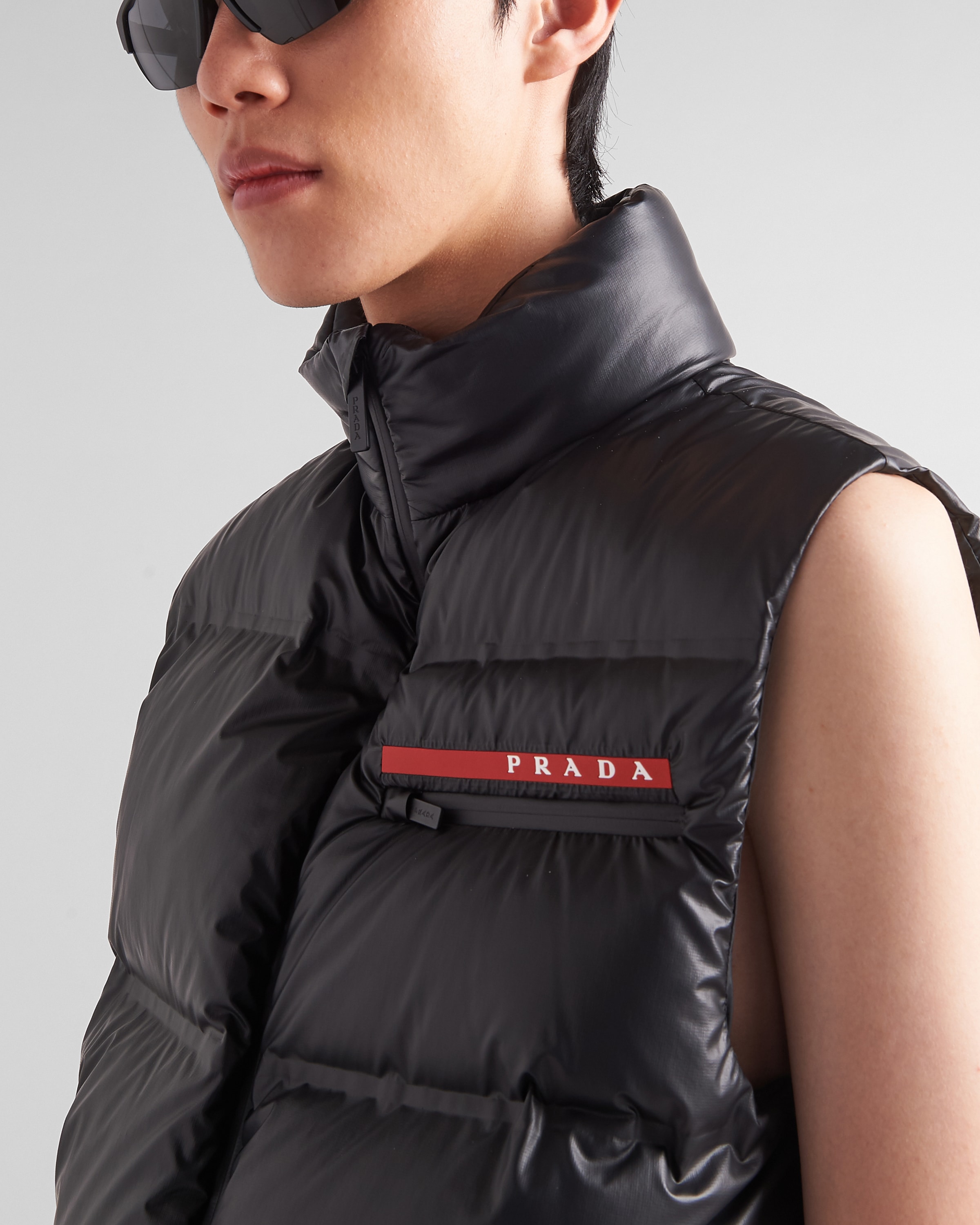 Black Light technical fabric down vest | PRADA - United States