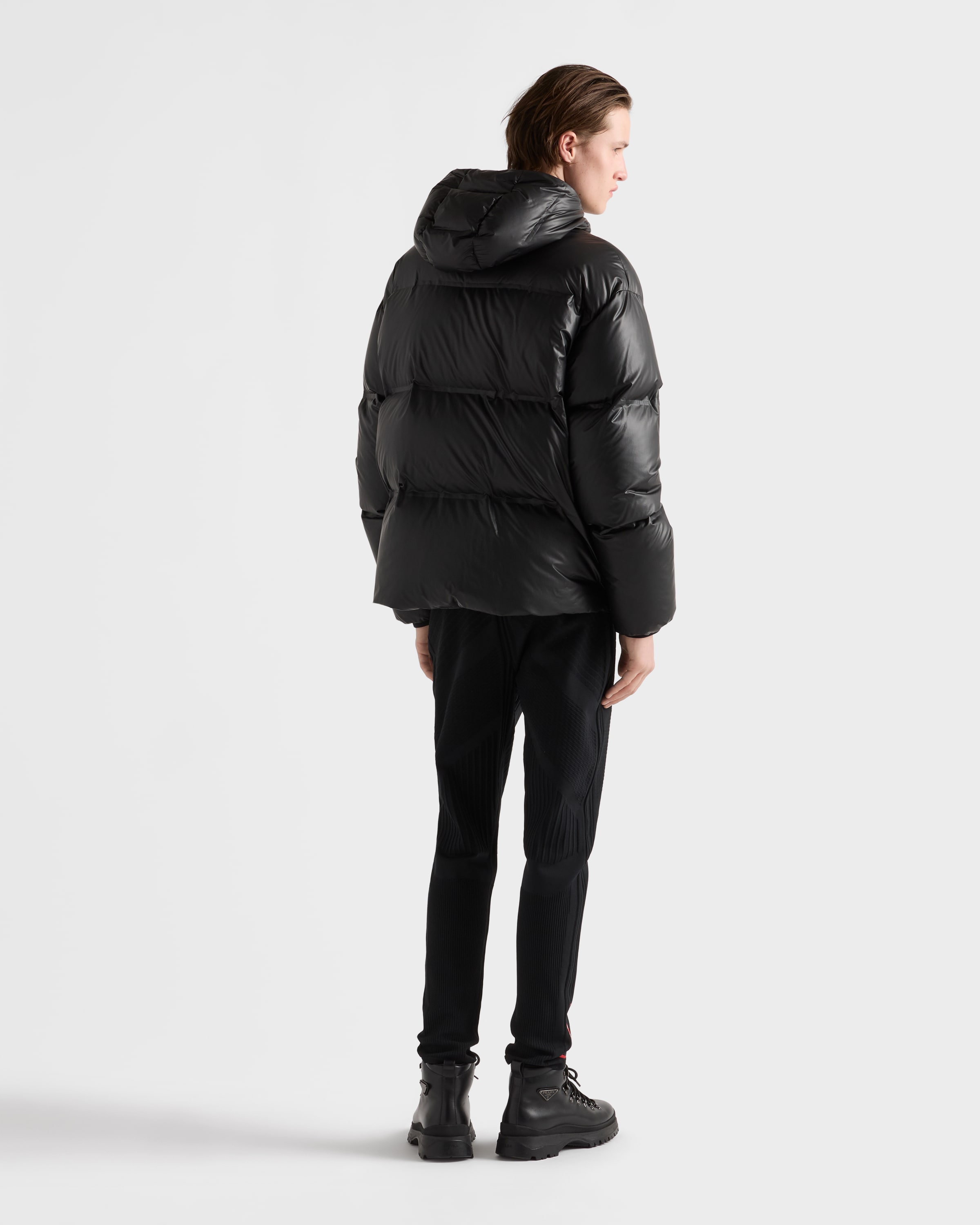 Black Medium-weight technical fabric down jacket | PRADA - United