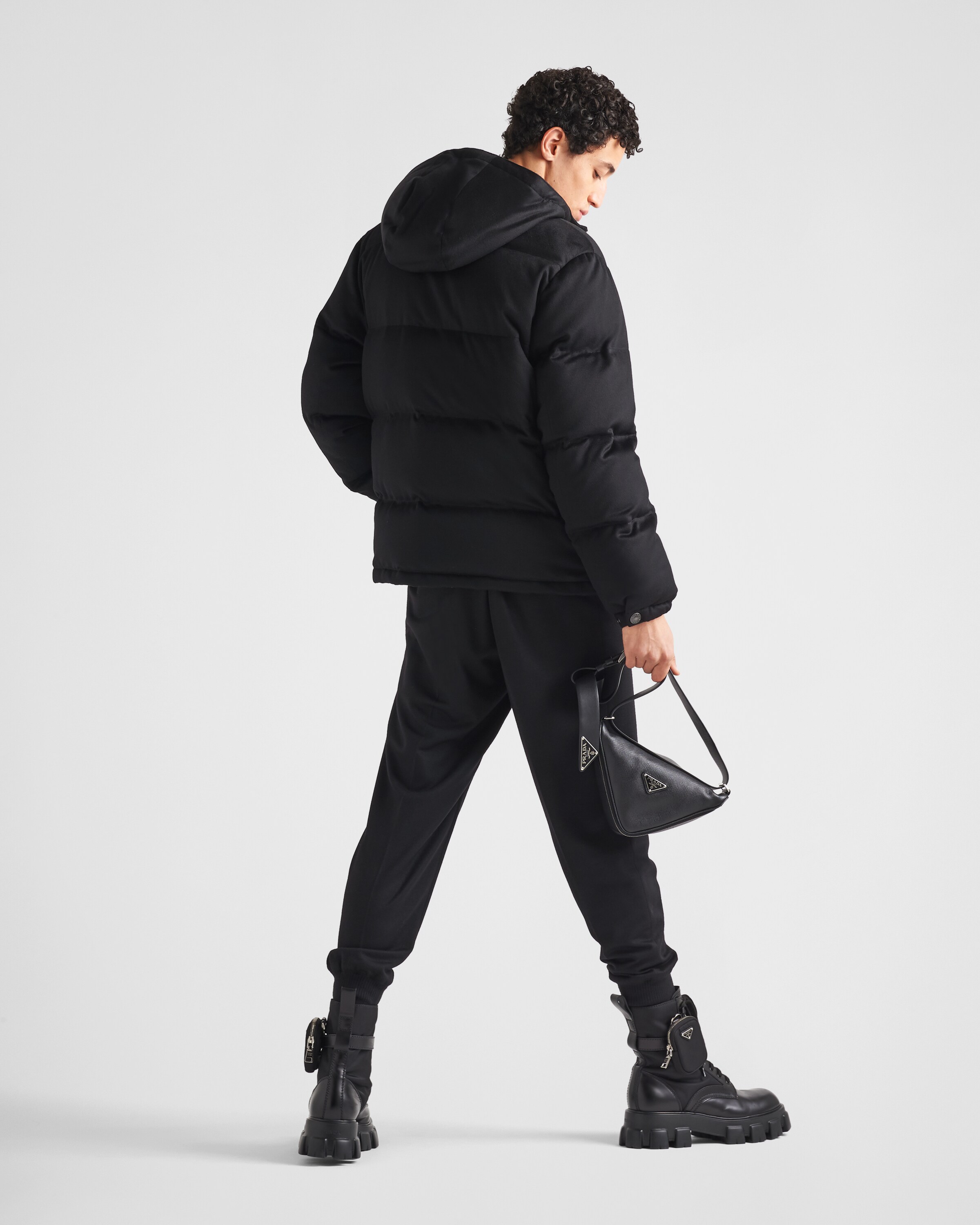 Black Cashmere Puffer Jacket PRADA