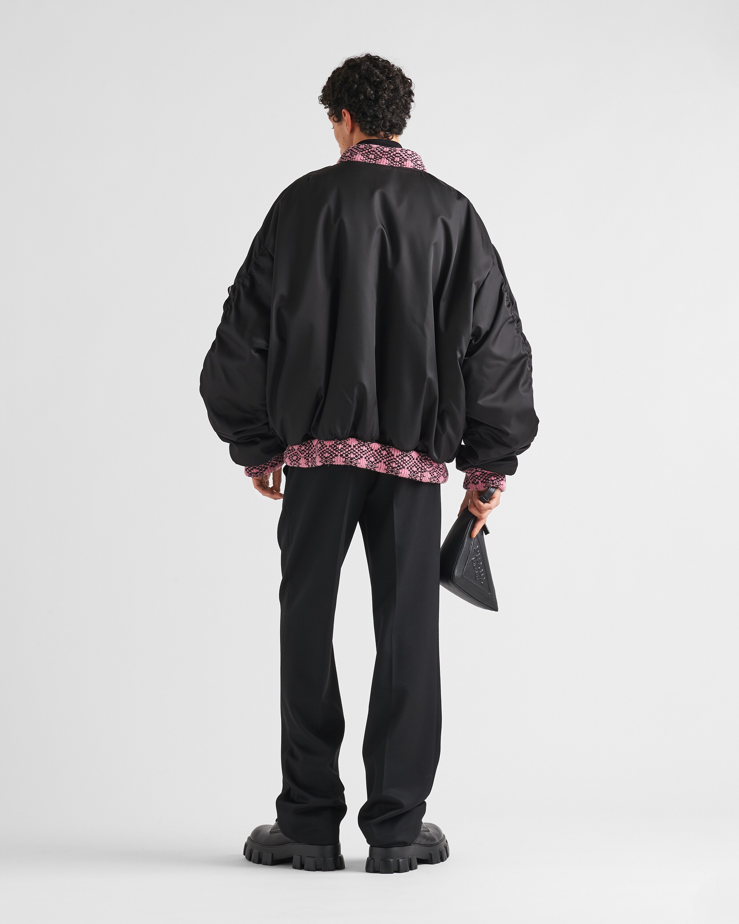 Prada Oversized Re\u002DNylon and knit bomber jacket 5