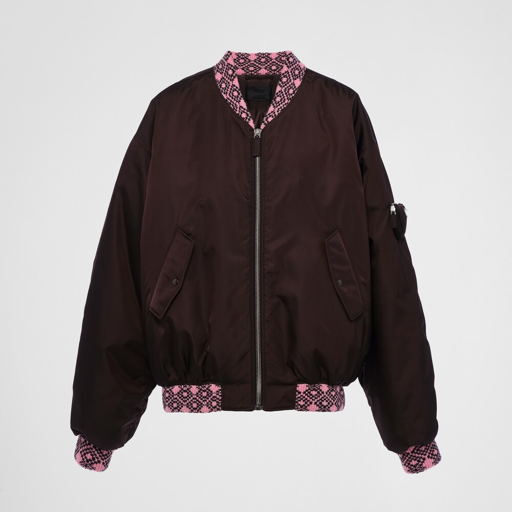 Prada جاكيت قصير محبوك من رينايلون بمقاس كبير 1