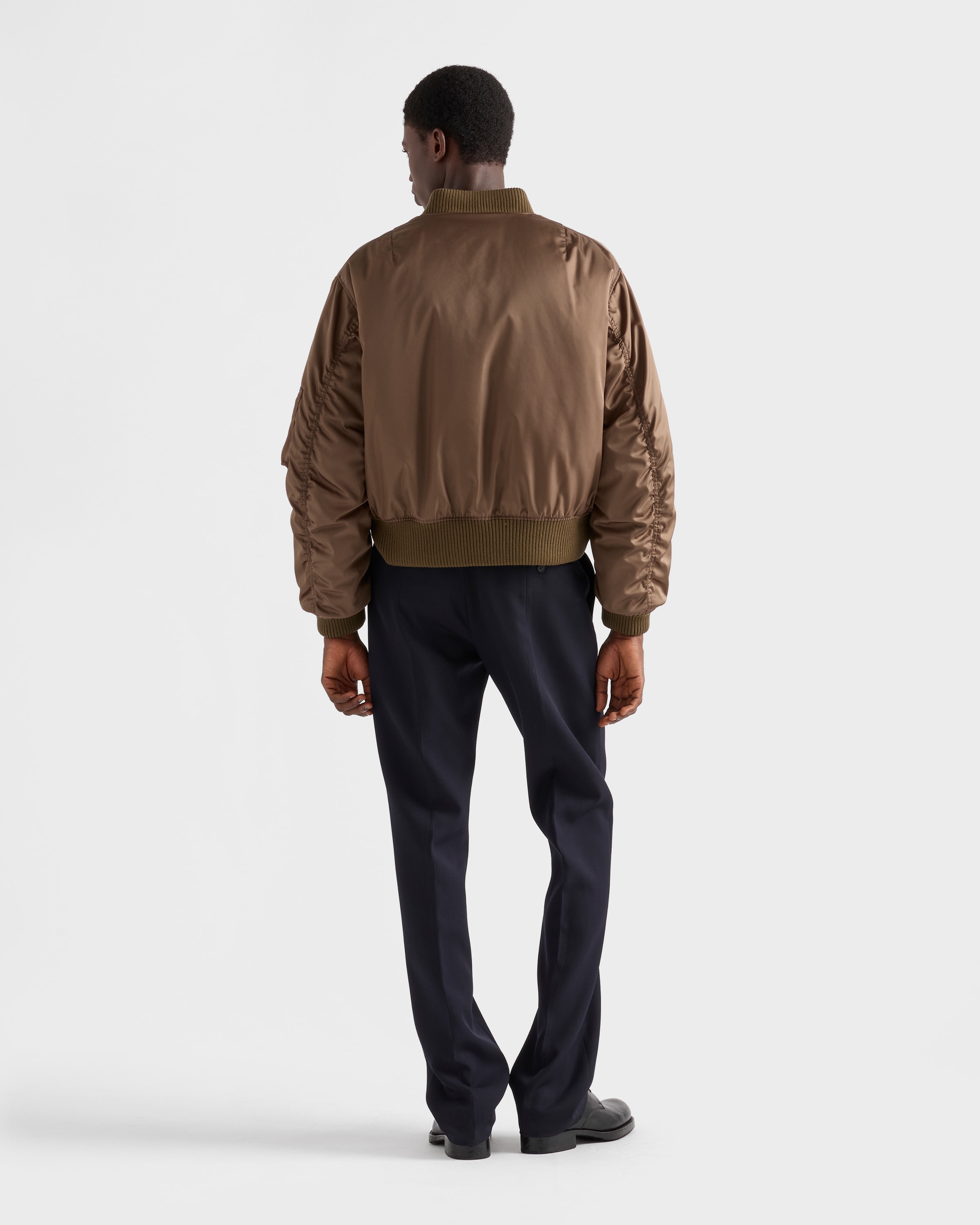 Bamboo Gray Re-nylon Bomber Jacket | PRADA - Japan