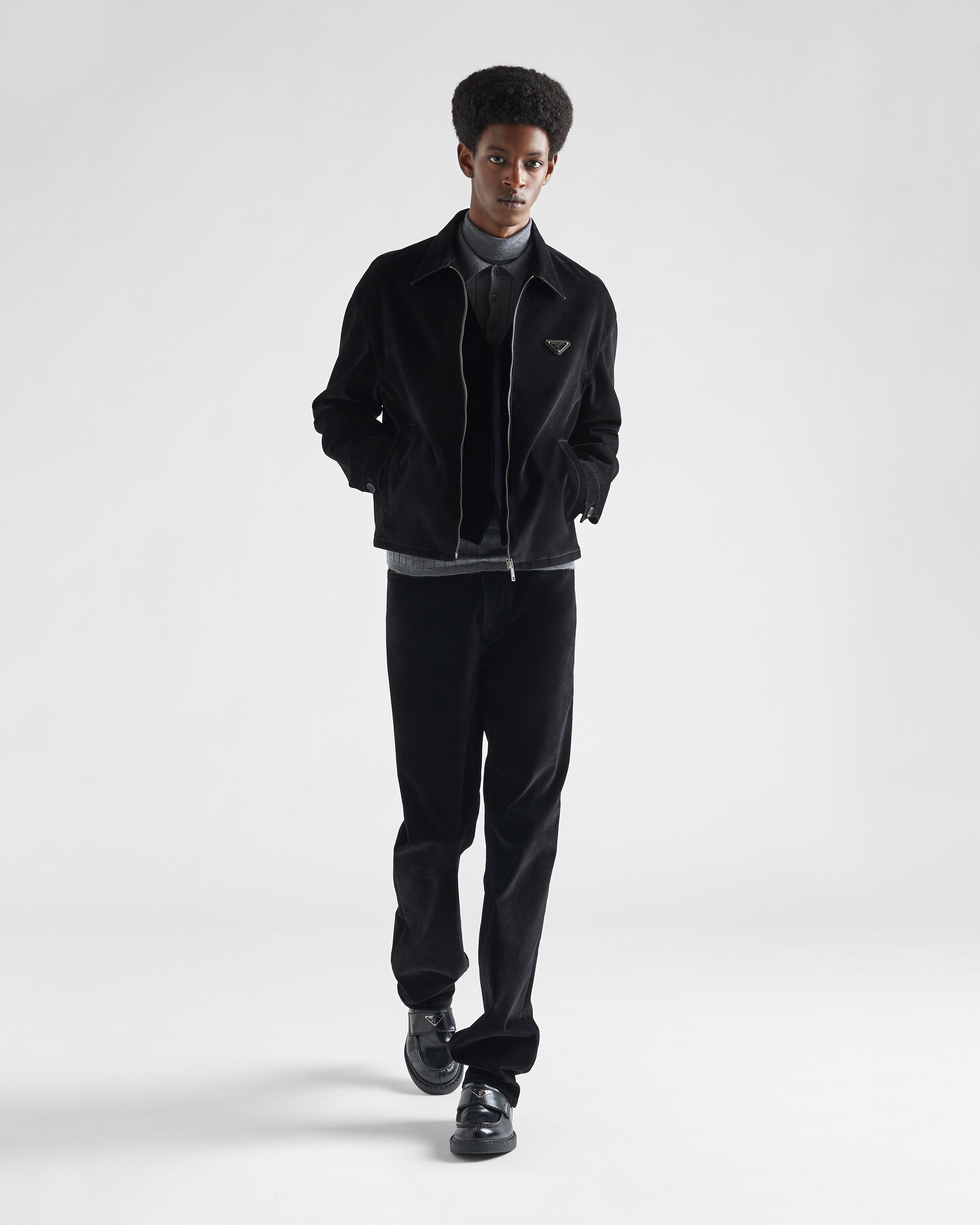 Black Velvet denim blouson jacket | Prada