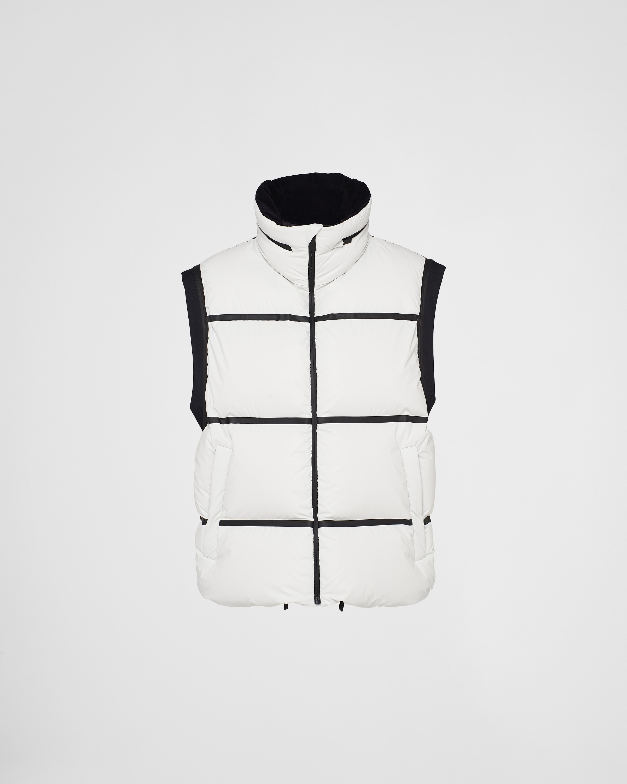 Prada Light Technical Fabric Down Vest In Chalk White