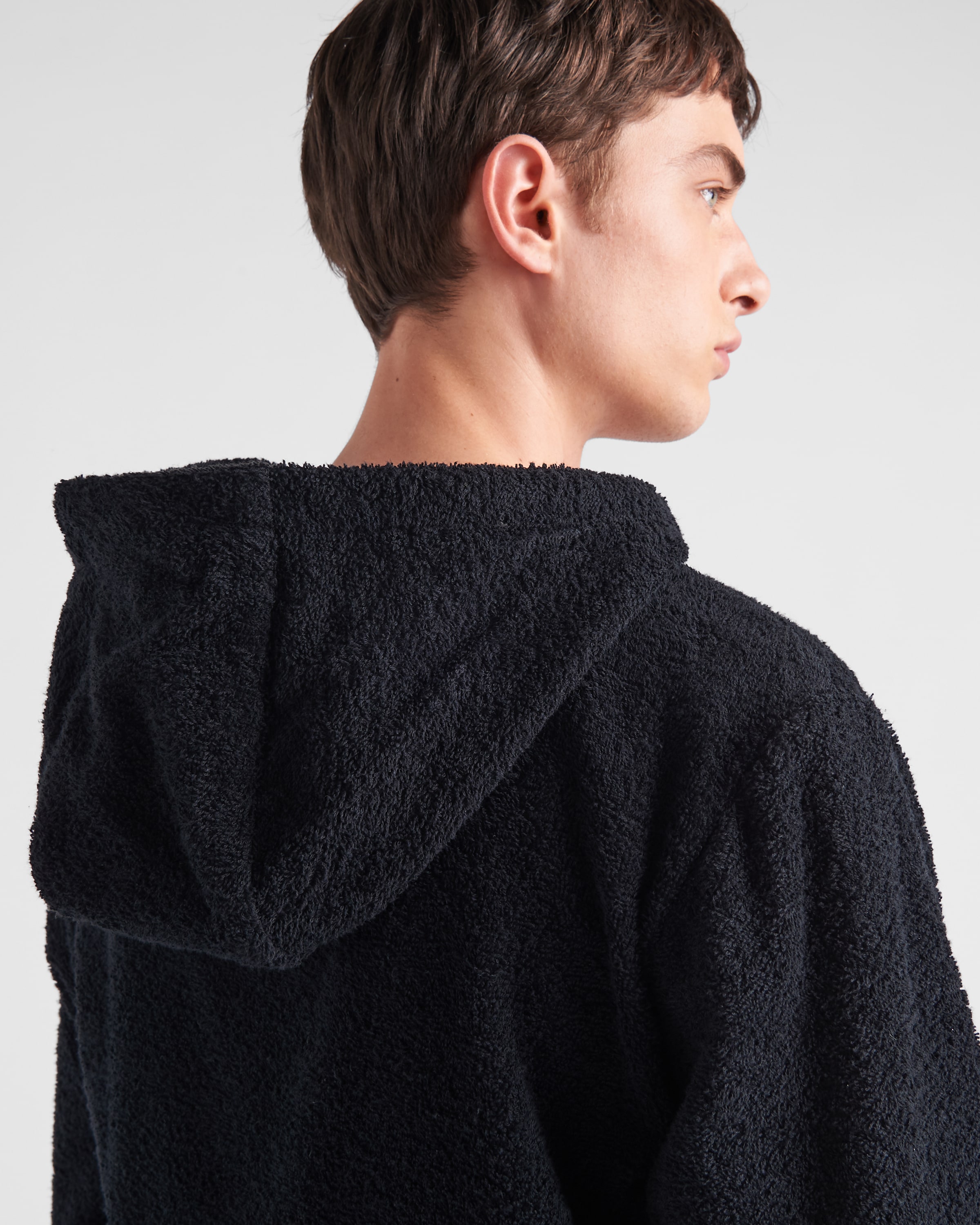 Black Terrycloth hoodie jacket | Prada