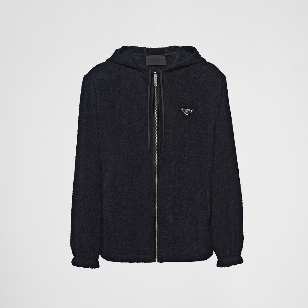 Mansion Lyn elefant Black Terrycloth hoodie jacket | Prada