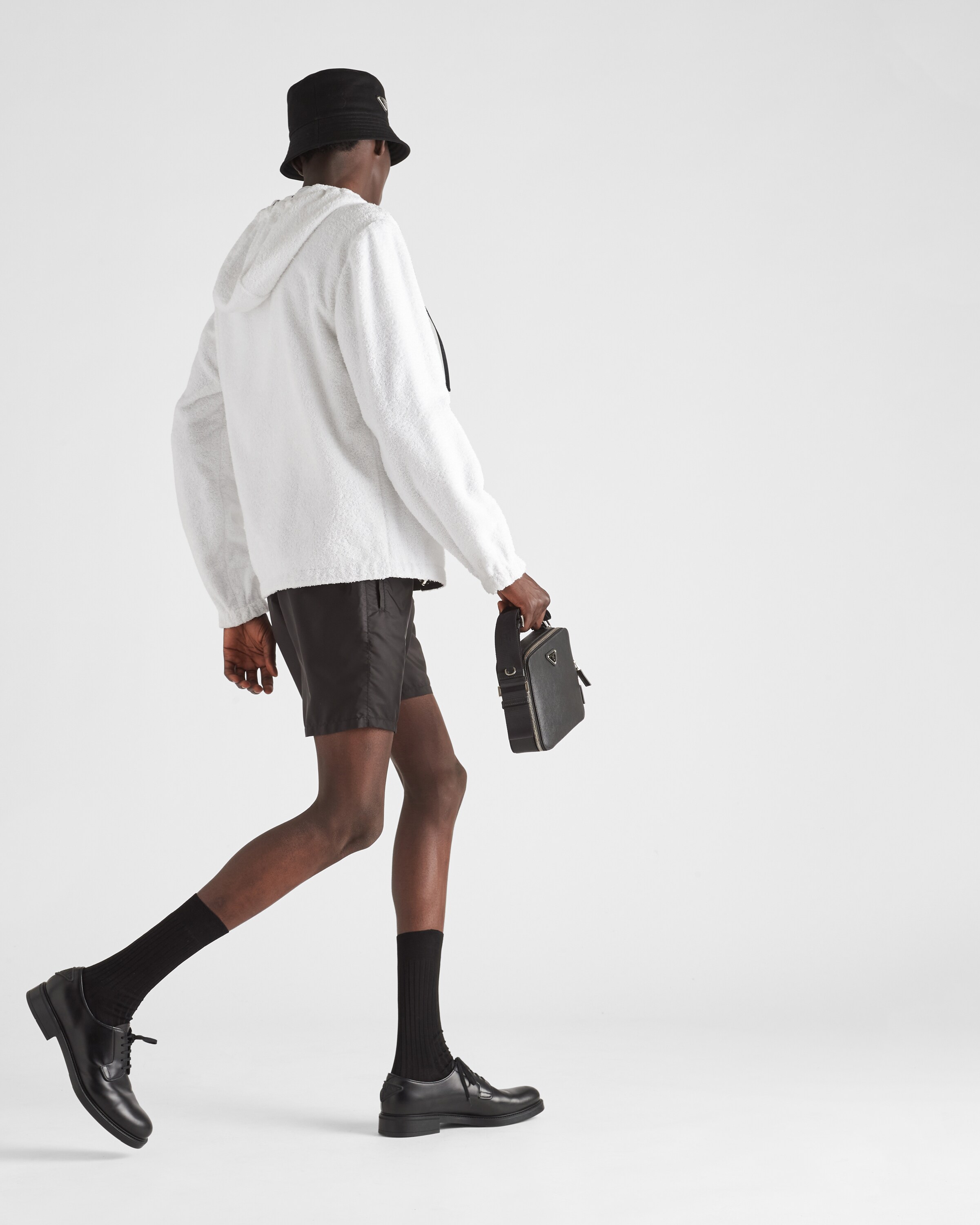 White Terrycloth hoodie jacket | Prada