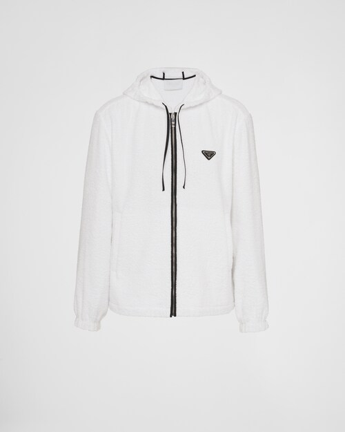 White Terrycloth hoodie jacket | Prada