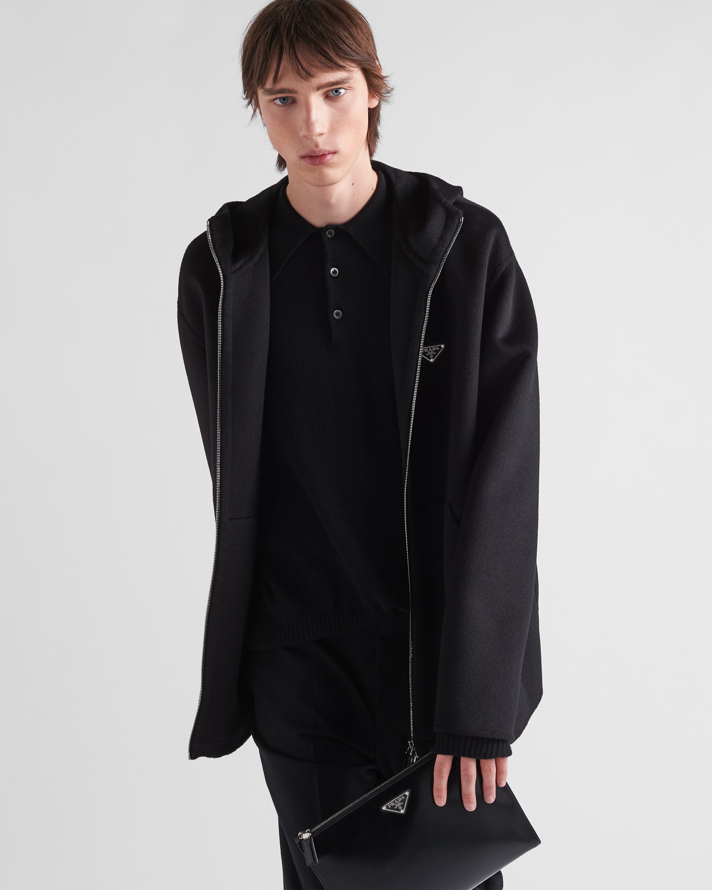 ★関税込★PRADA★cashmere hoodie★カシミア フード★ Prada Cashmere Hooded Sweatshirt with Logo Detail - Bergdorf