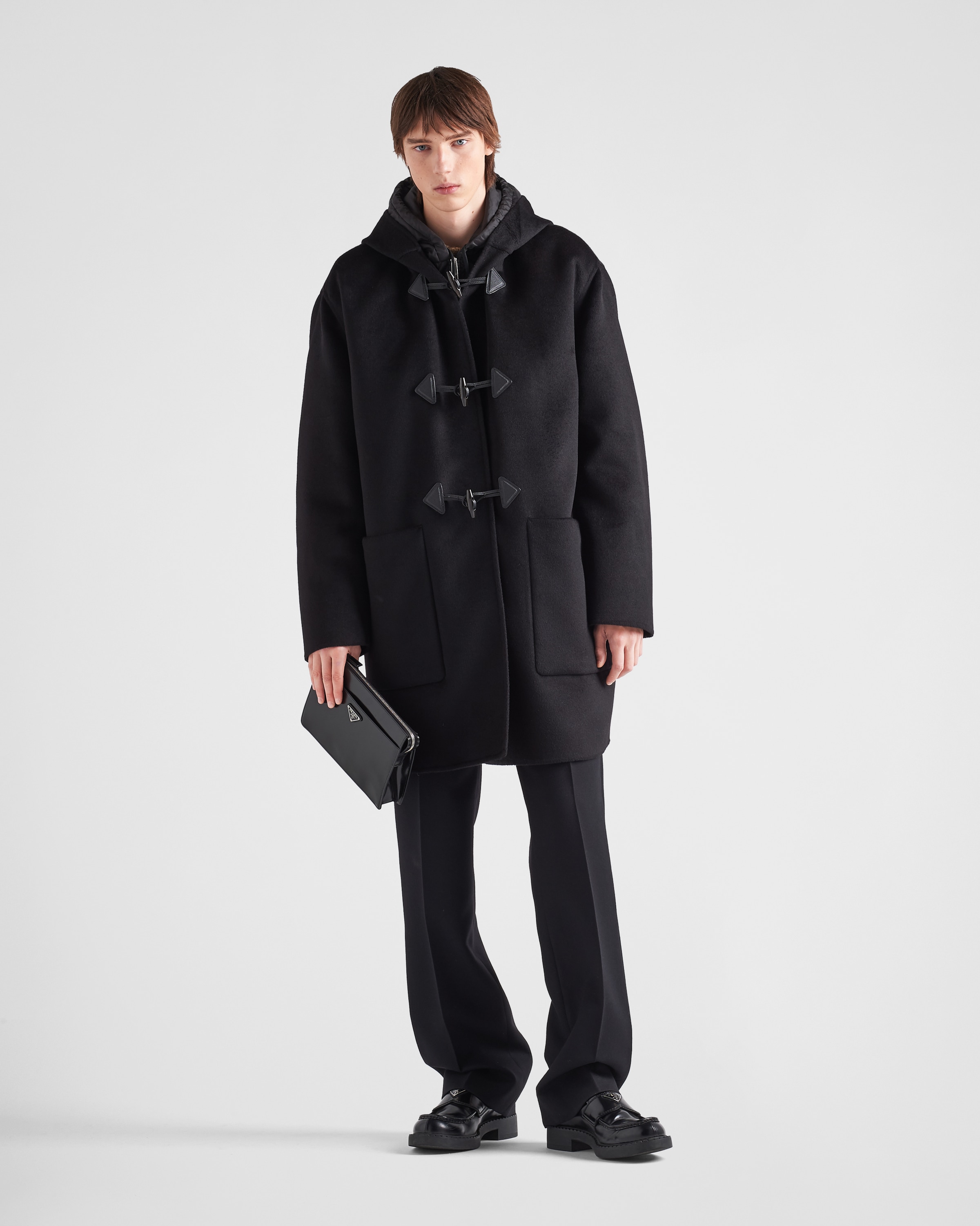 ジャケット・アウター 90s PRADA duffle coat black archive Prada Duffle Coat Farfetch Prada Duffle Coat Trench Coat Long