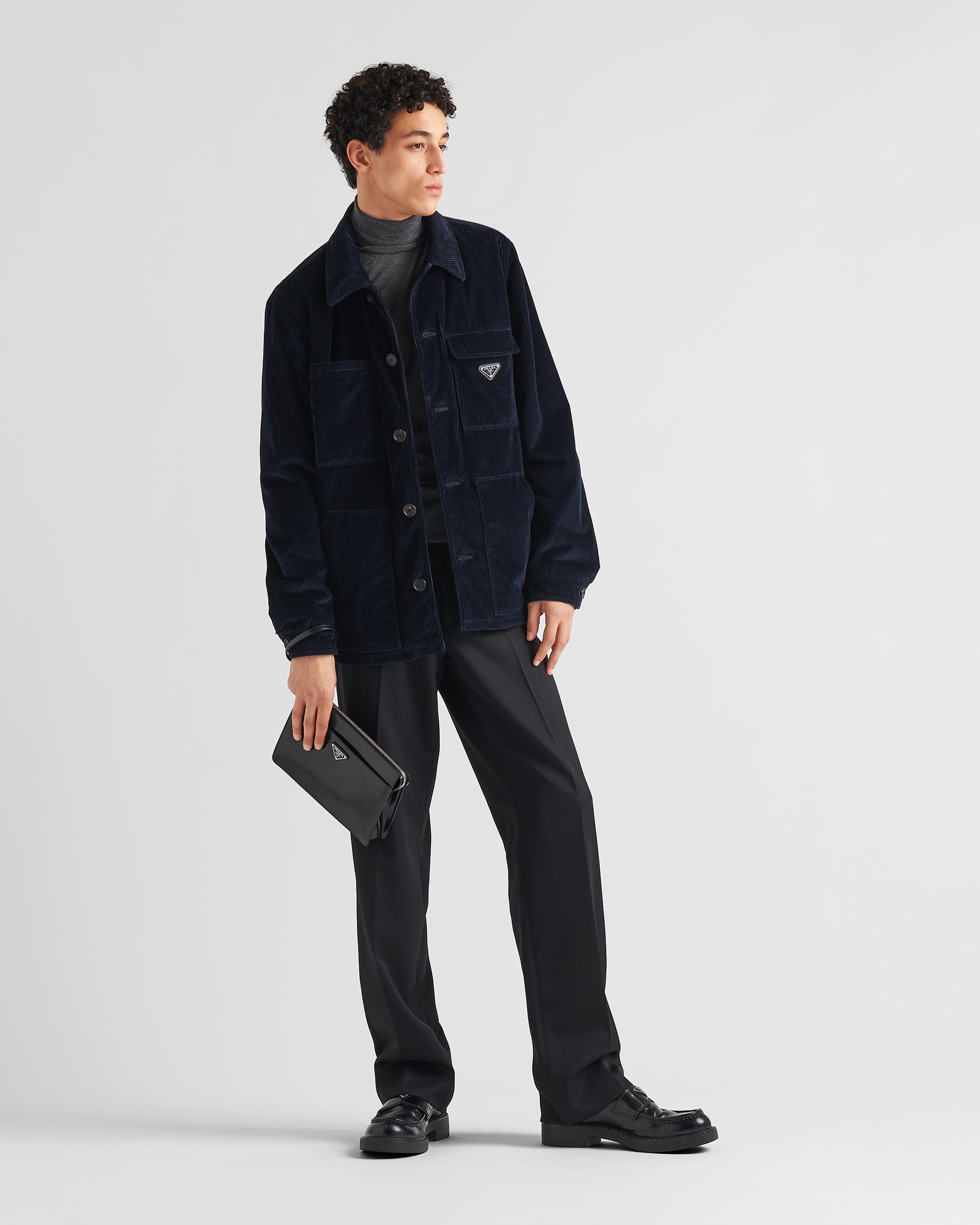 Blue Corduroy blouson jacket | Prada