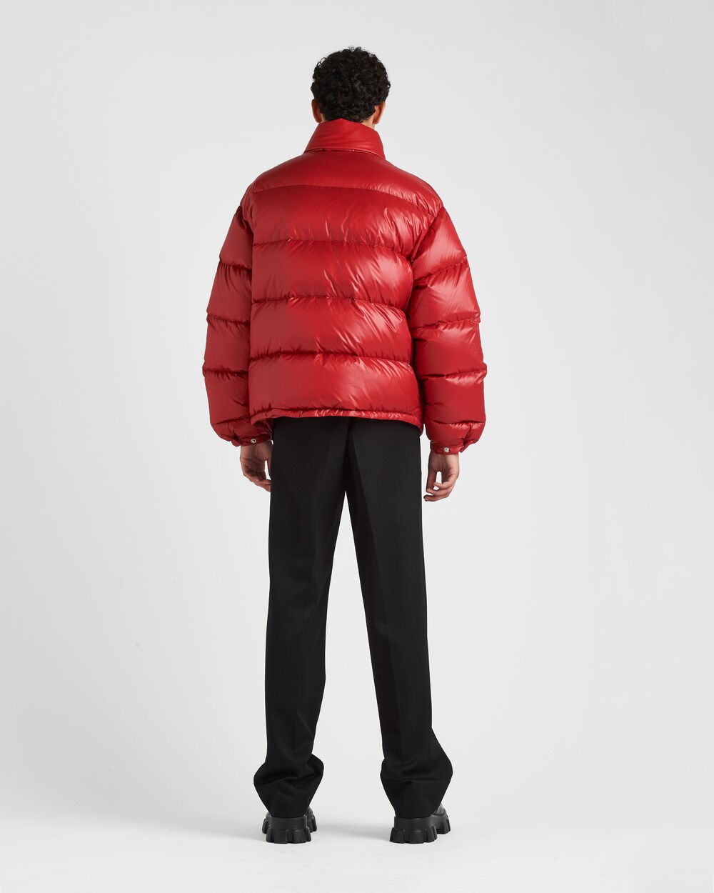 Red Cropped Re-Nylon down jacket | Prada