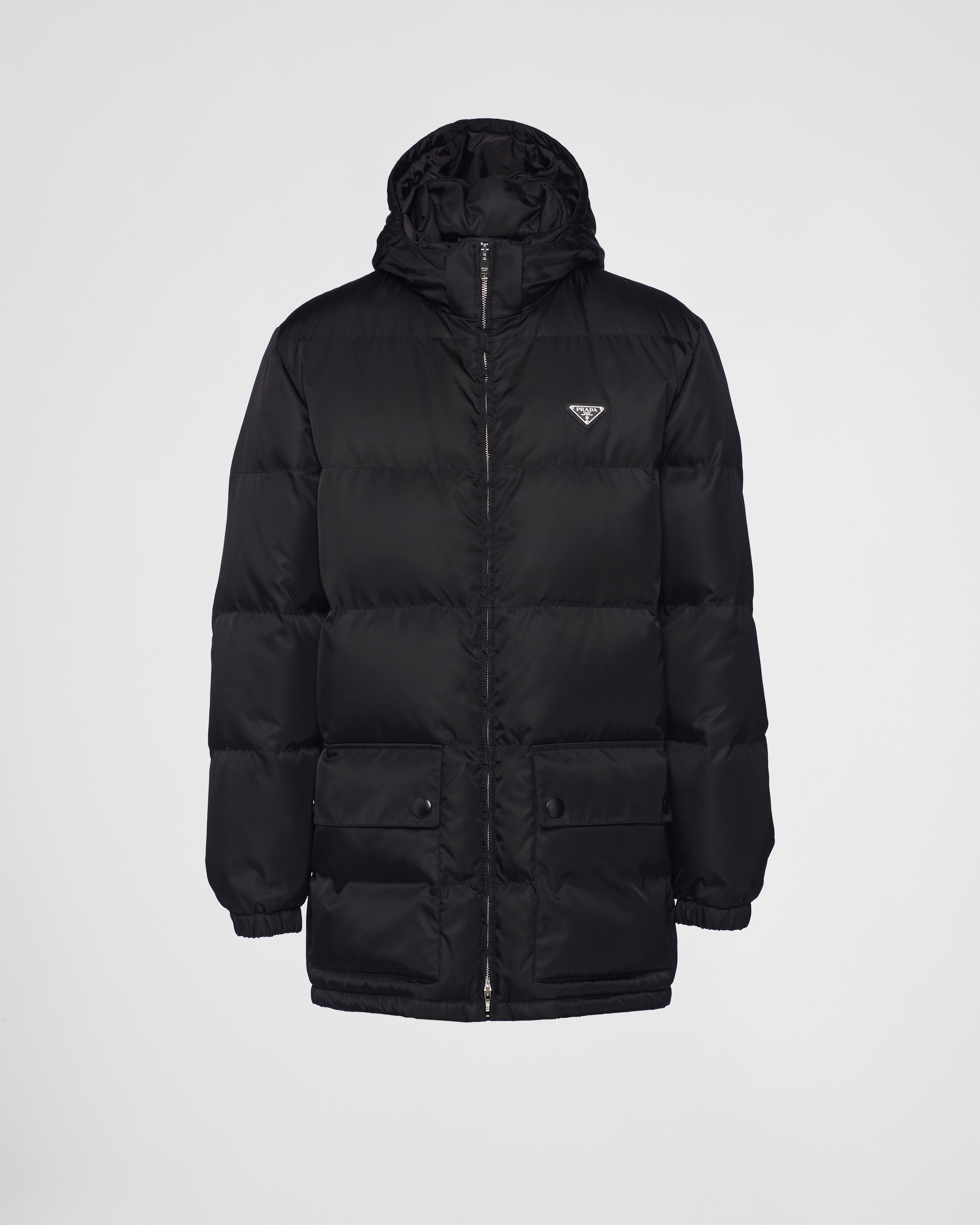 Black Long Re-Nylon down jacket | Prada