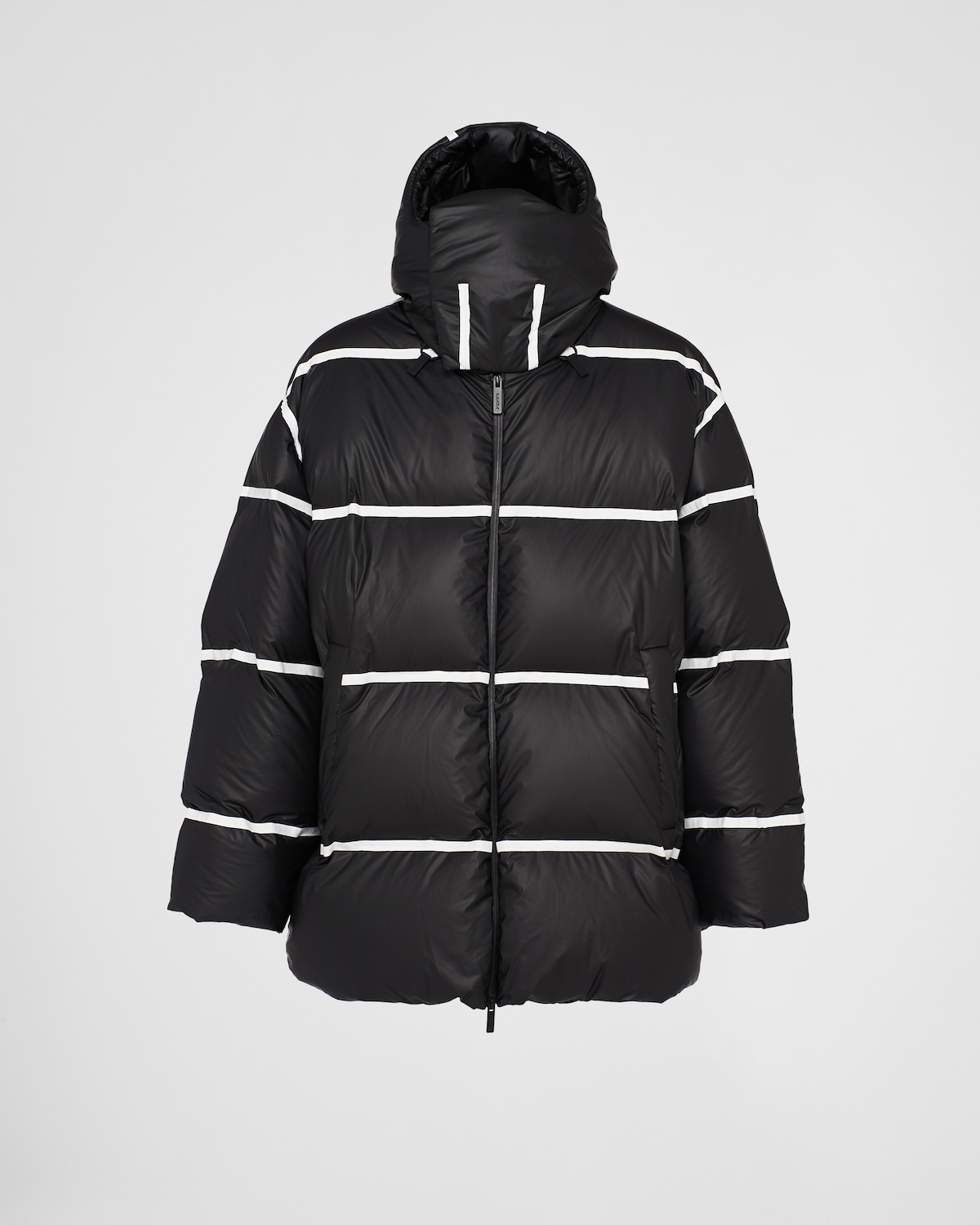 Prada 2025 Drawstring Waist Hooded Jacket Ivory Down Polyester