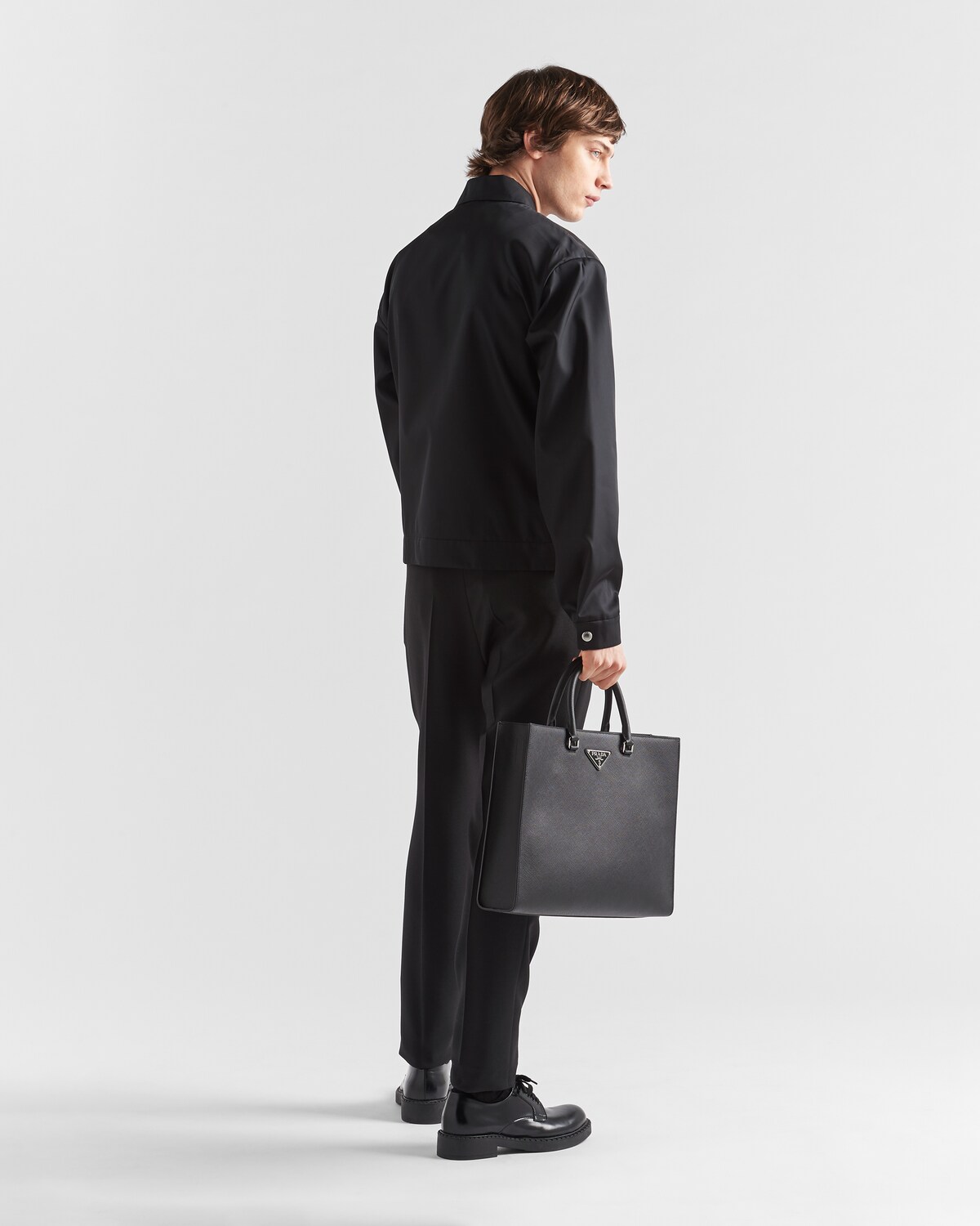 Black Re-nylon And Leather Jacket | PRADA