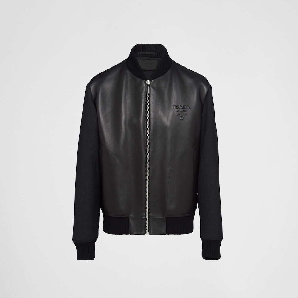 Prada Blouson en laine et cuir 1