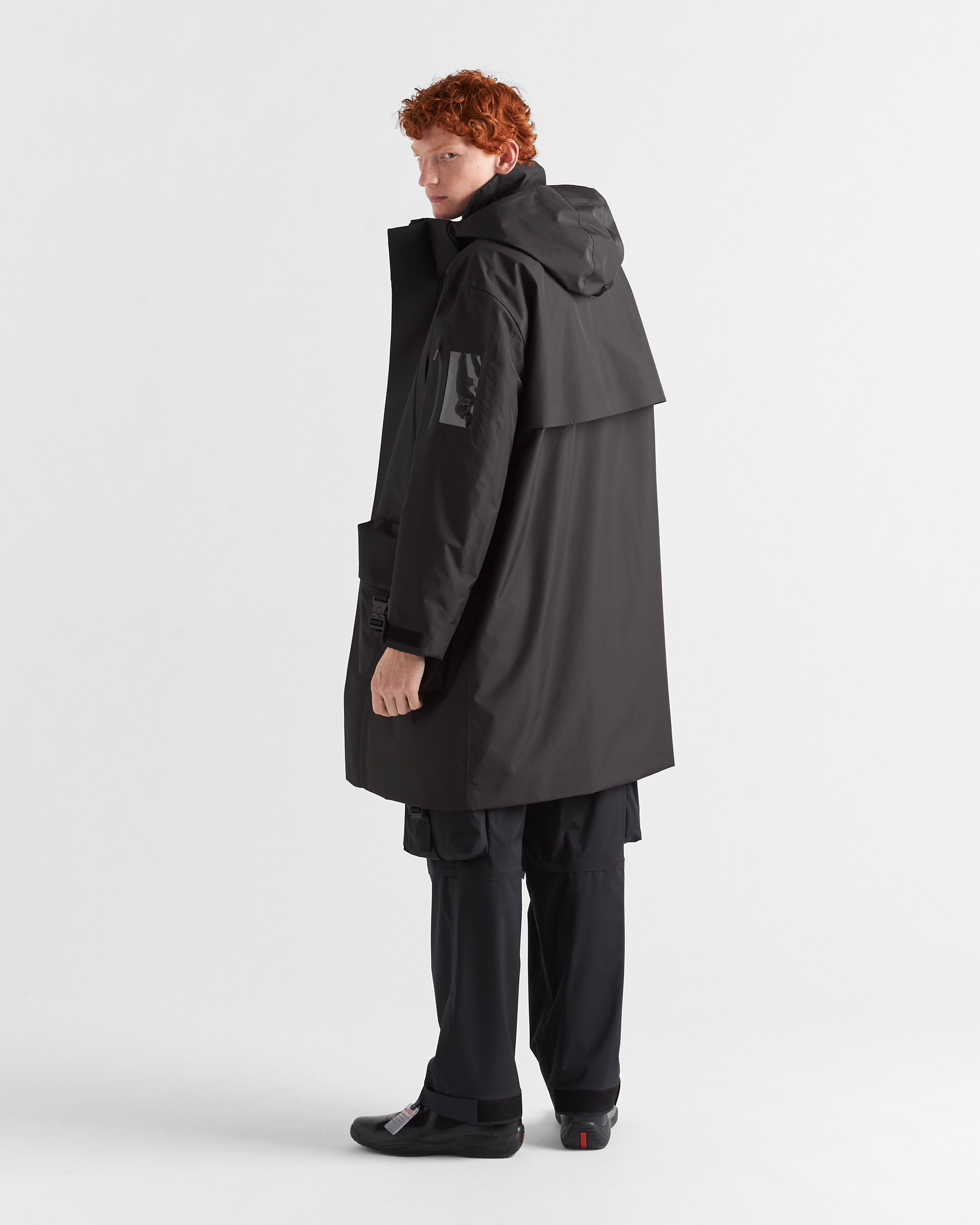 Black Recycled technical fabric raincoat | PRADA