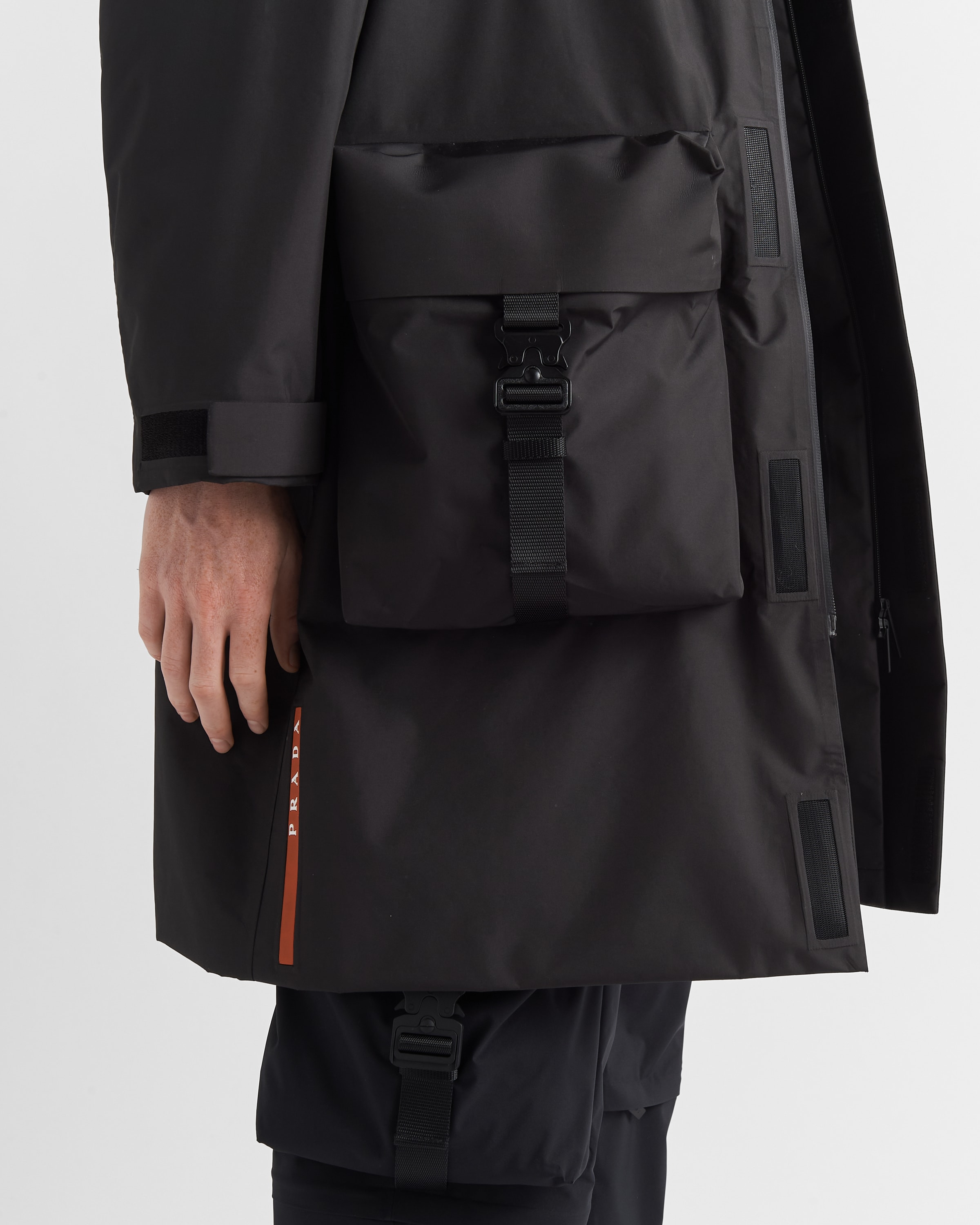 Black Recycled Technical Fabric Raincoat | PRADA