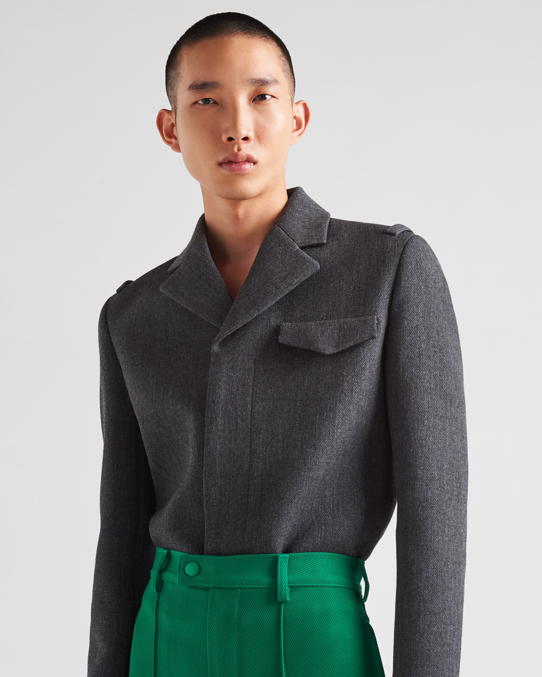Prada 2025 Shirt Jacket Brown Cotton Wool