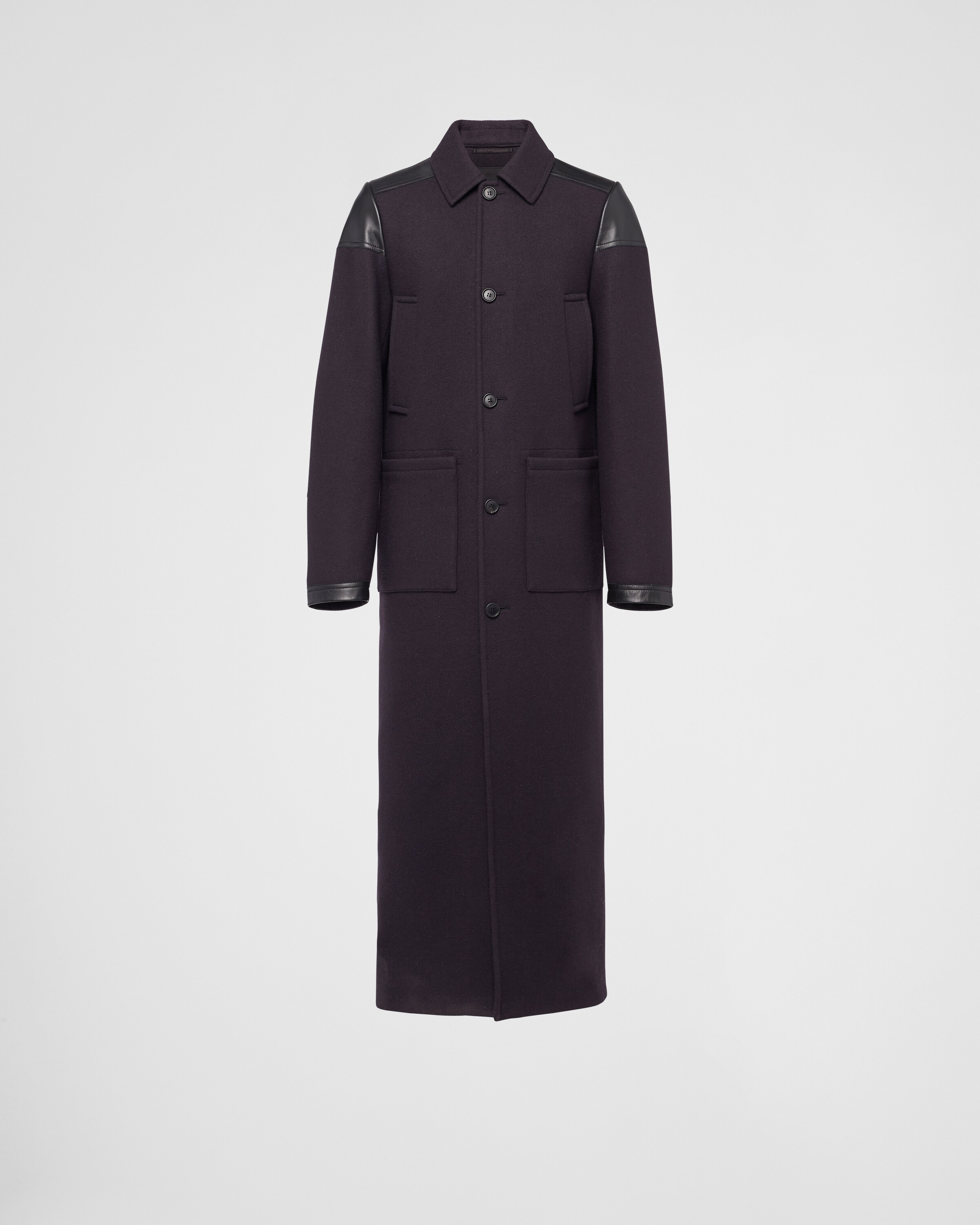 Prada Wool Blend Maxi-coat In Blue | ModeSens