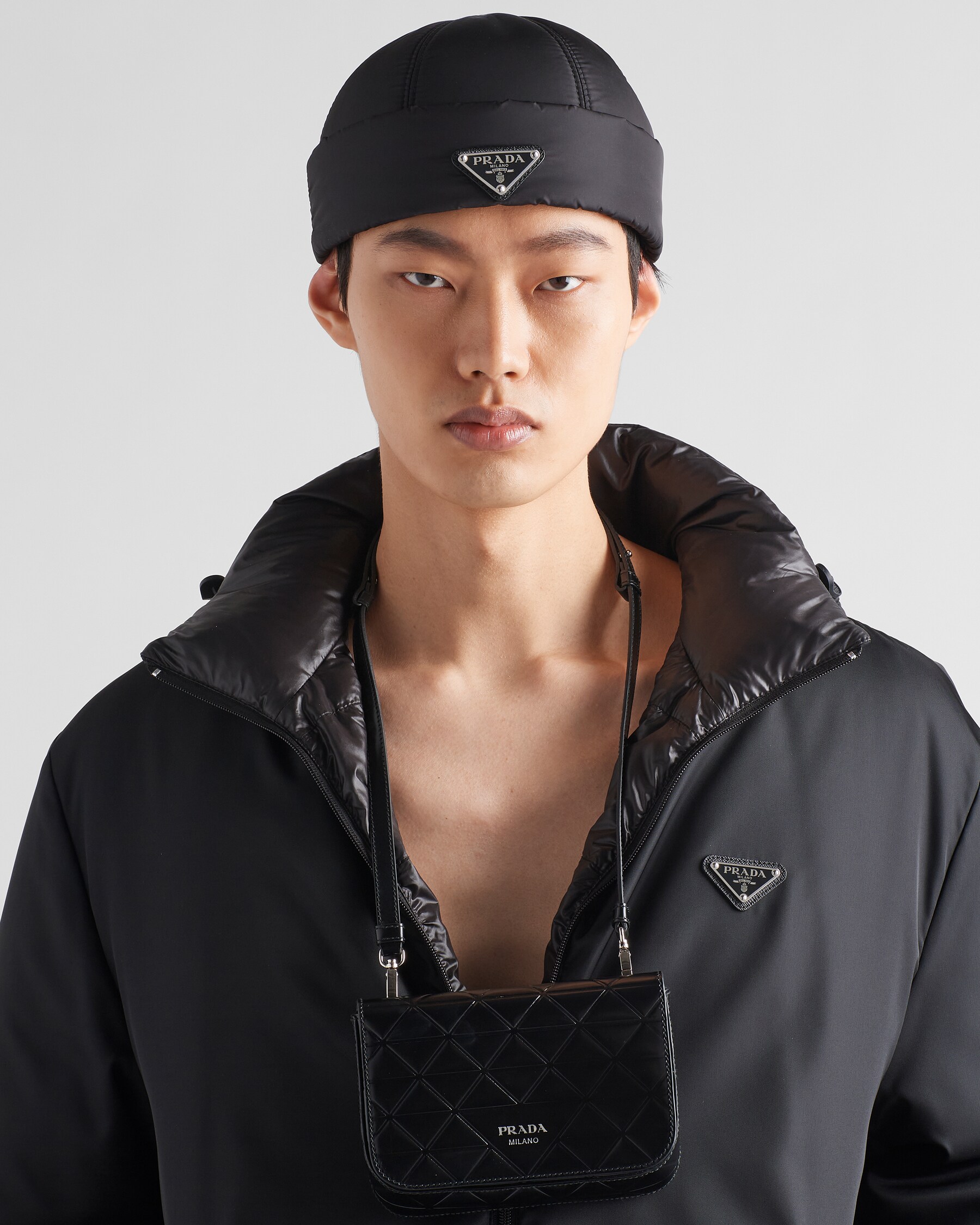 Prada 25 Hooded Short Jacket Smoky Gray Cotton