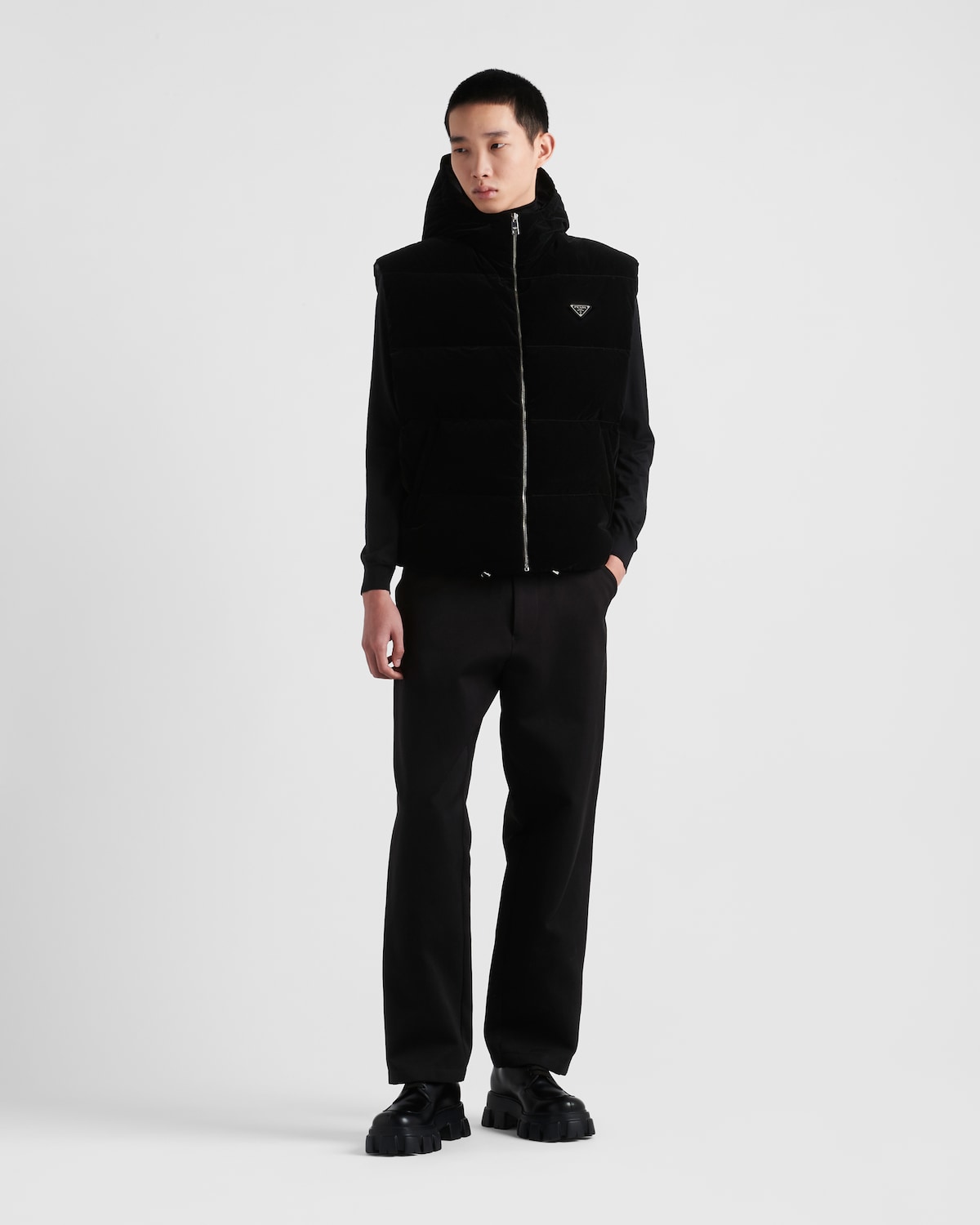 PRADA 25S SUEDE DOWN VEST 386 main image 1