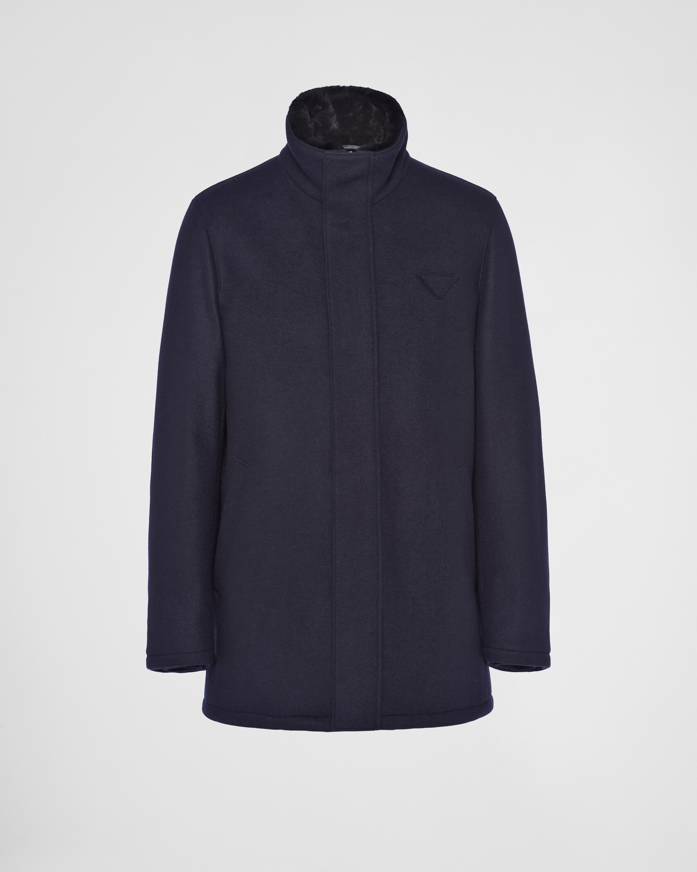 Prada Wool Blend Jacket In Navy