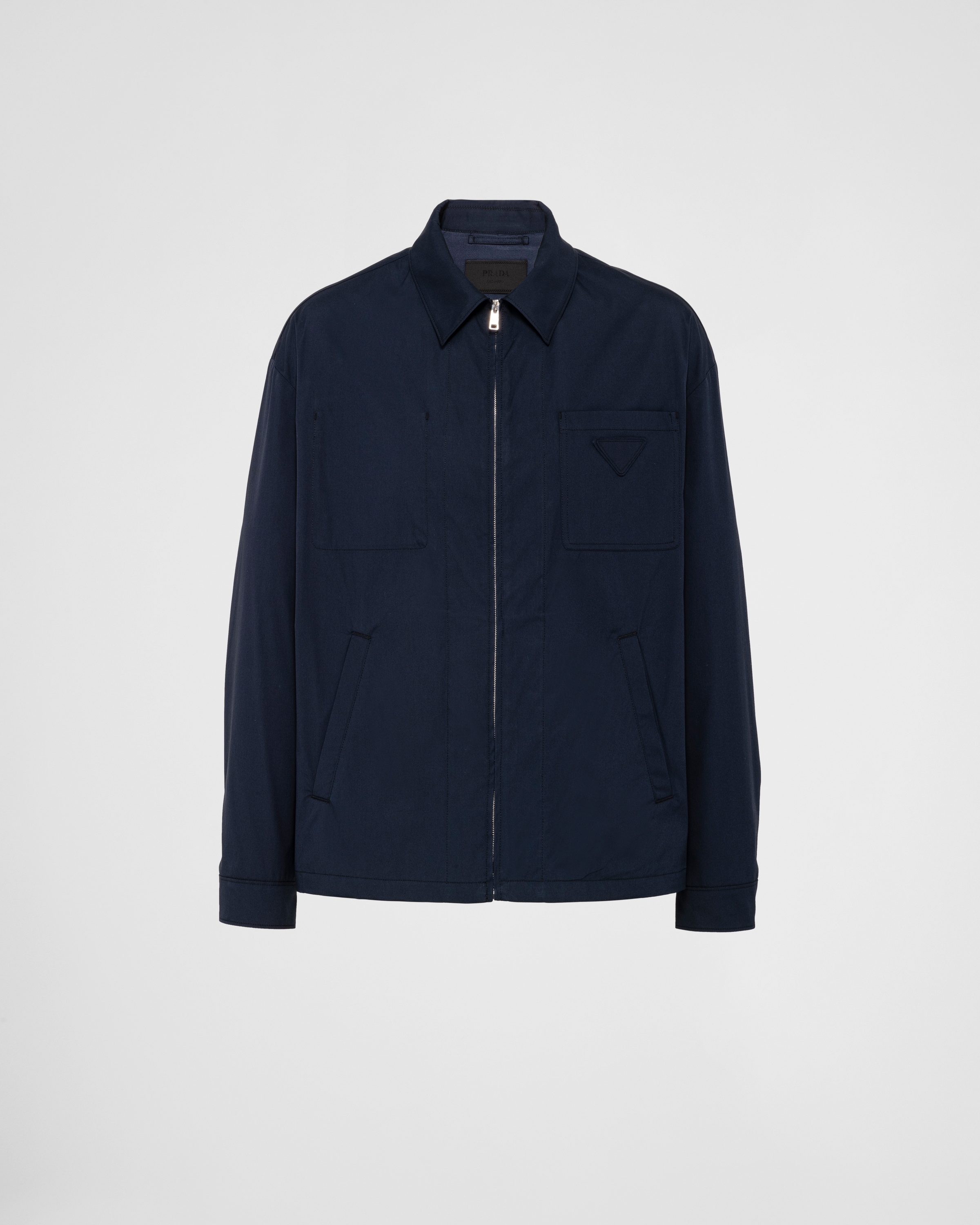 Prada Stretch Cotton Blouson Jacket In Blue