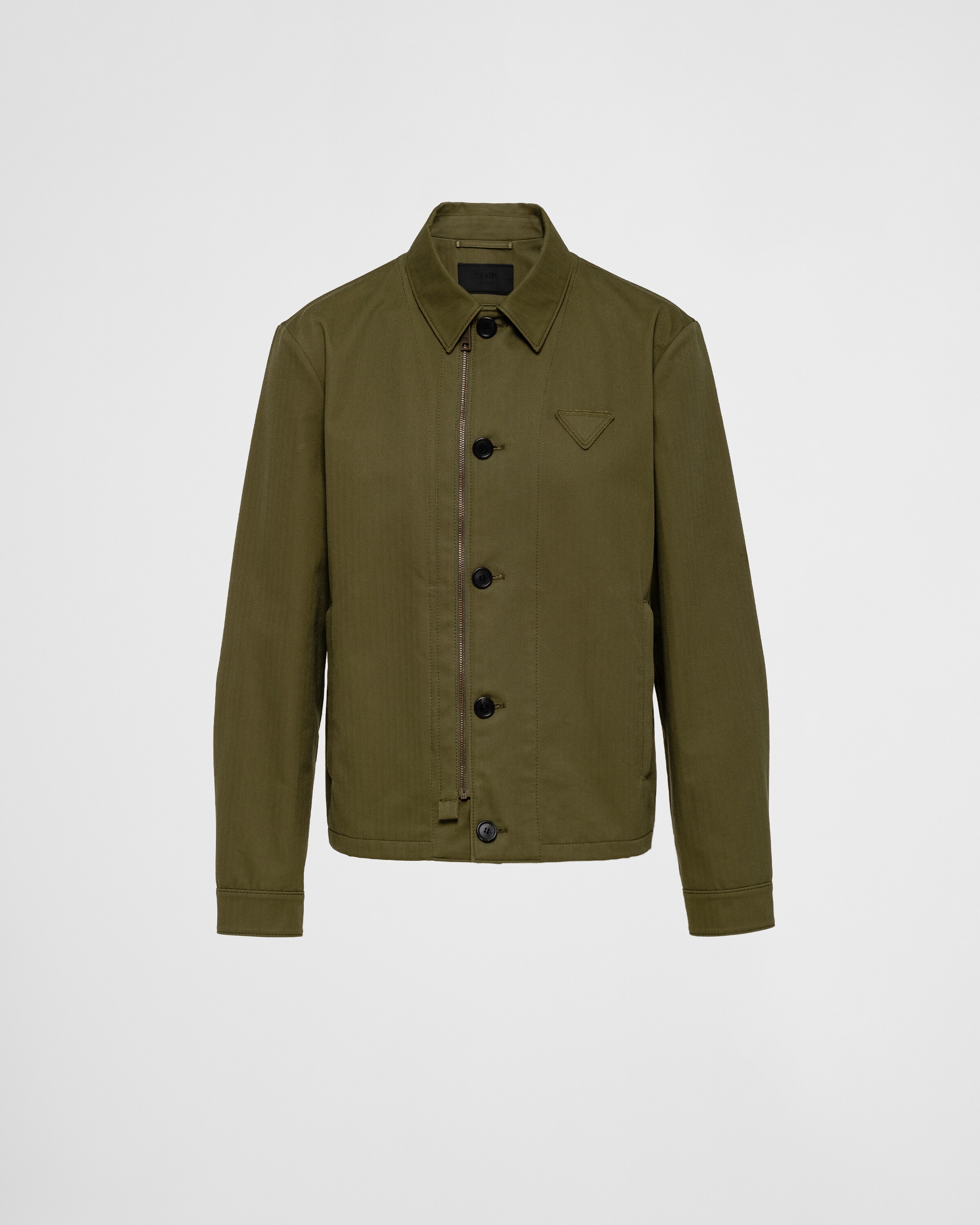 Shop Prada Cotton Jacket In Military Green