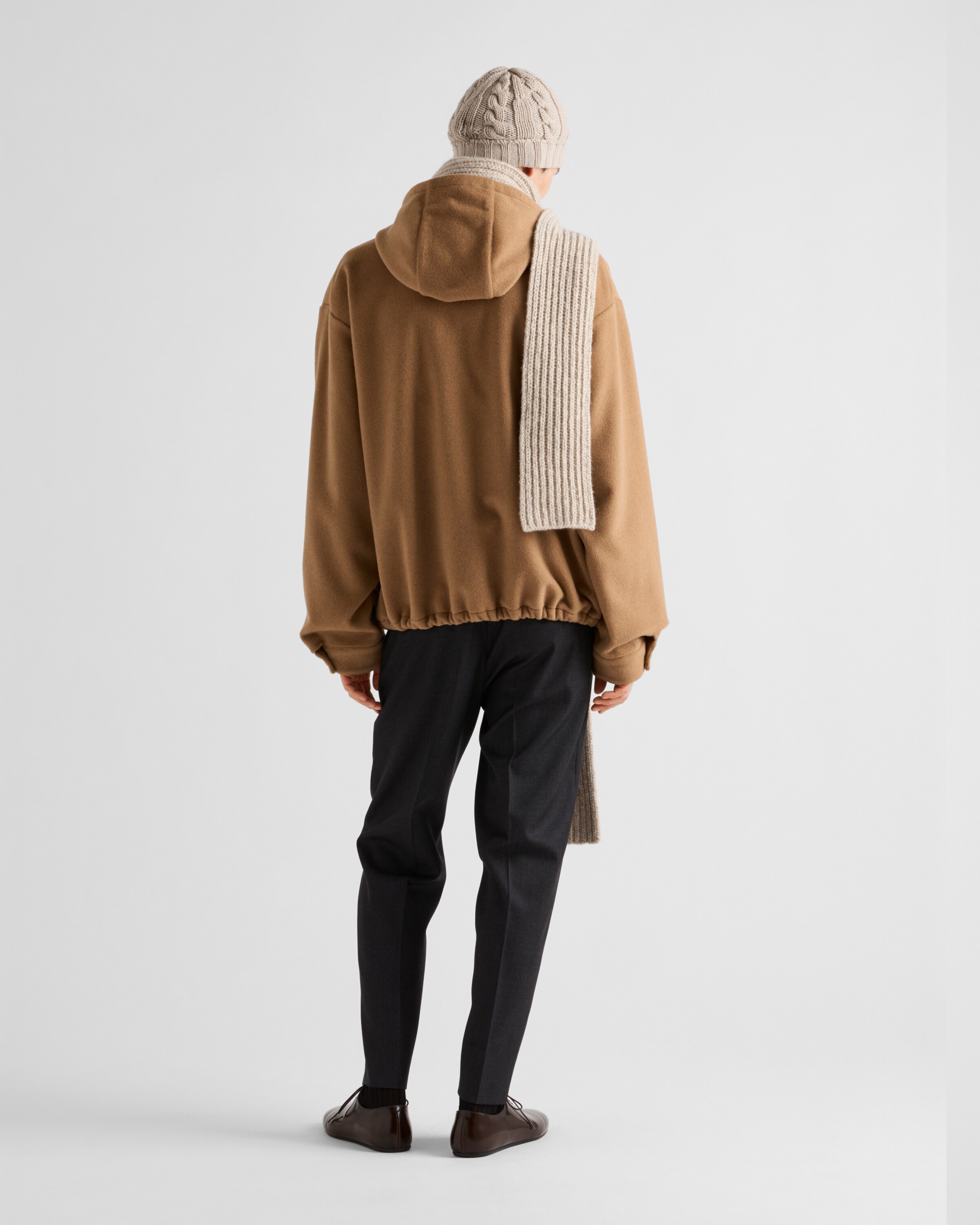 PRADA お洒落 Camel Hair フーディージャケット Camel Brown Camel Hair Hoodie Jacket | PRADA
