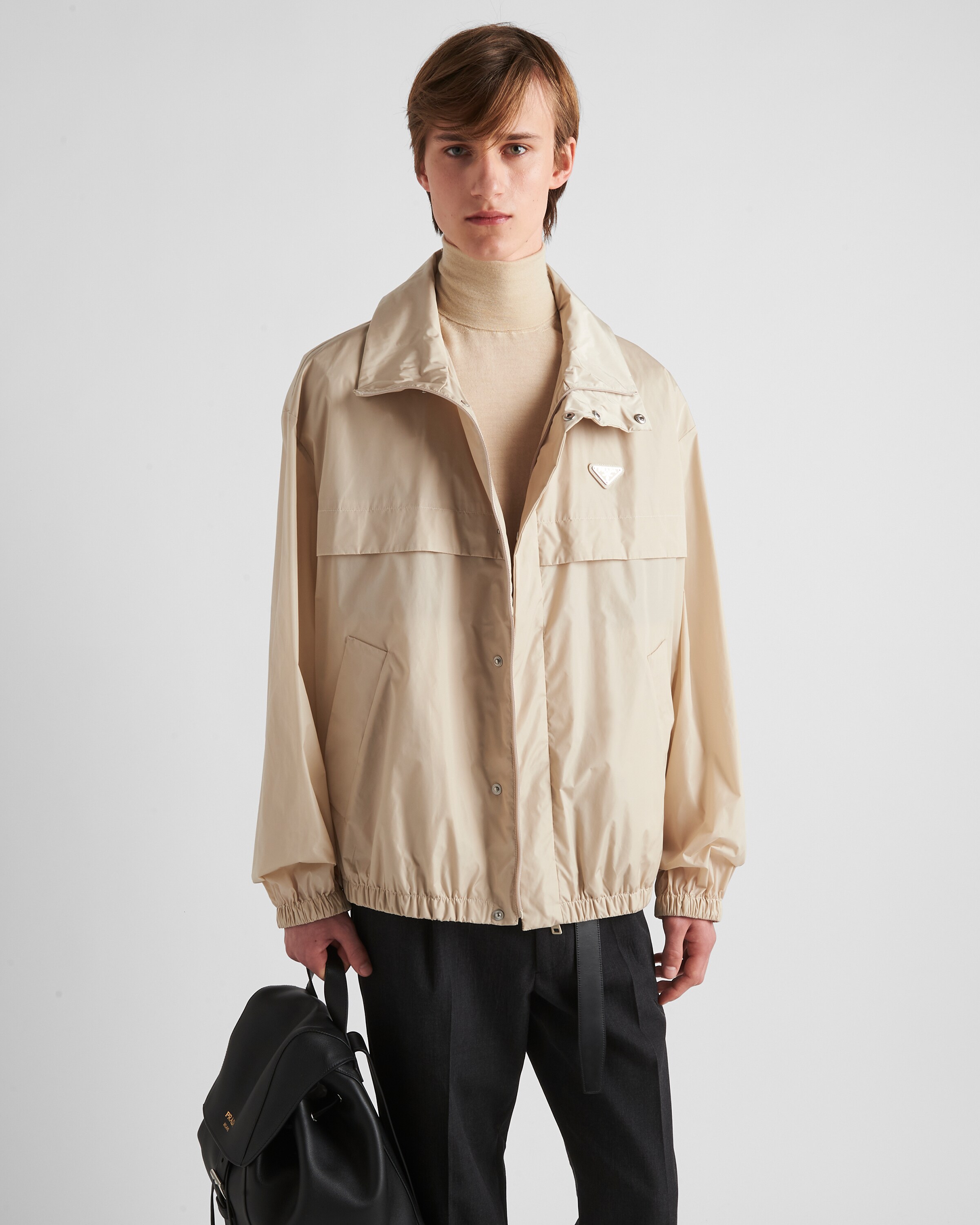 Sand Beige Light Technical Fabric Jacket PRADA