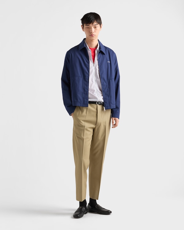 Technical cotton zipper blouson jacket - Bluette Technical cotton zipper blouson jacket - Bluette