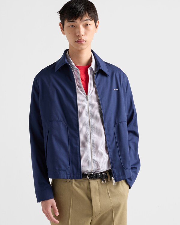 Technical cotton zipper blouson jacket - Bluette Technical cotton zipper blouson jacket - Bluette