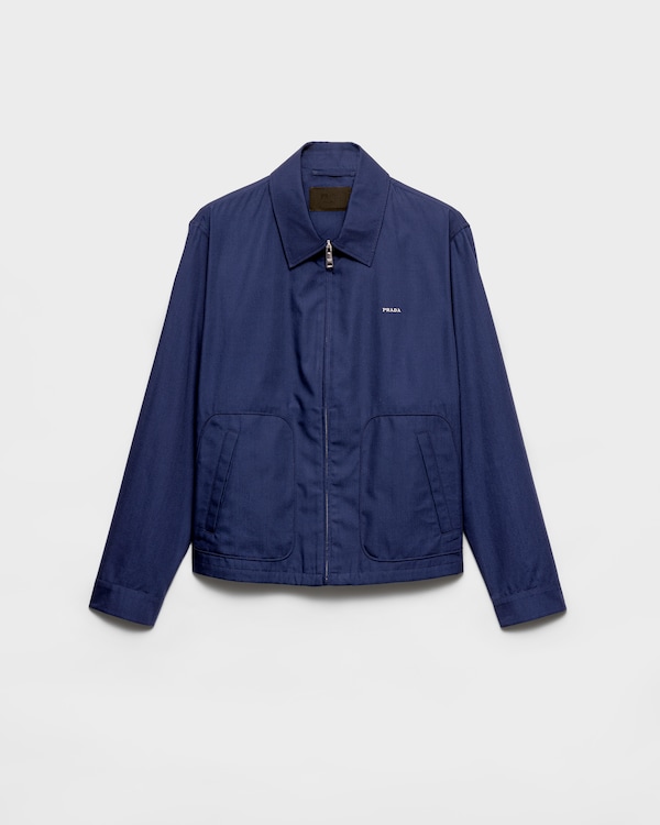 Technical cotton zipper blouson jacket - Bluette Technical cotton zipper blouson jacket - Bluette