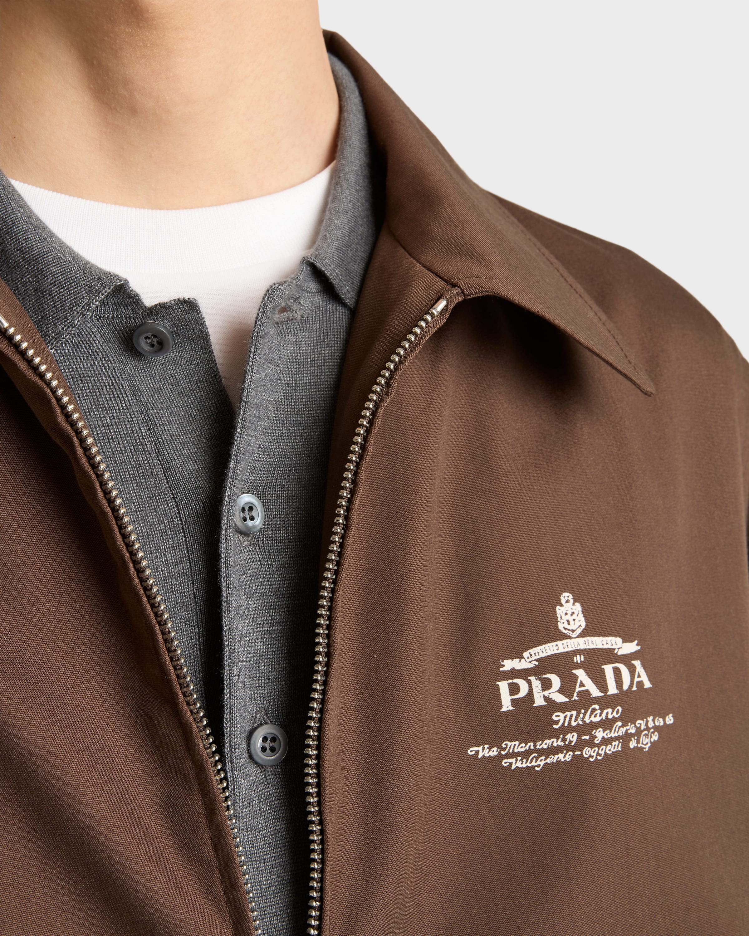 Prada Technical Cotton Zip-up Blouson Jacket In Ebony