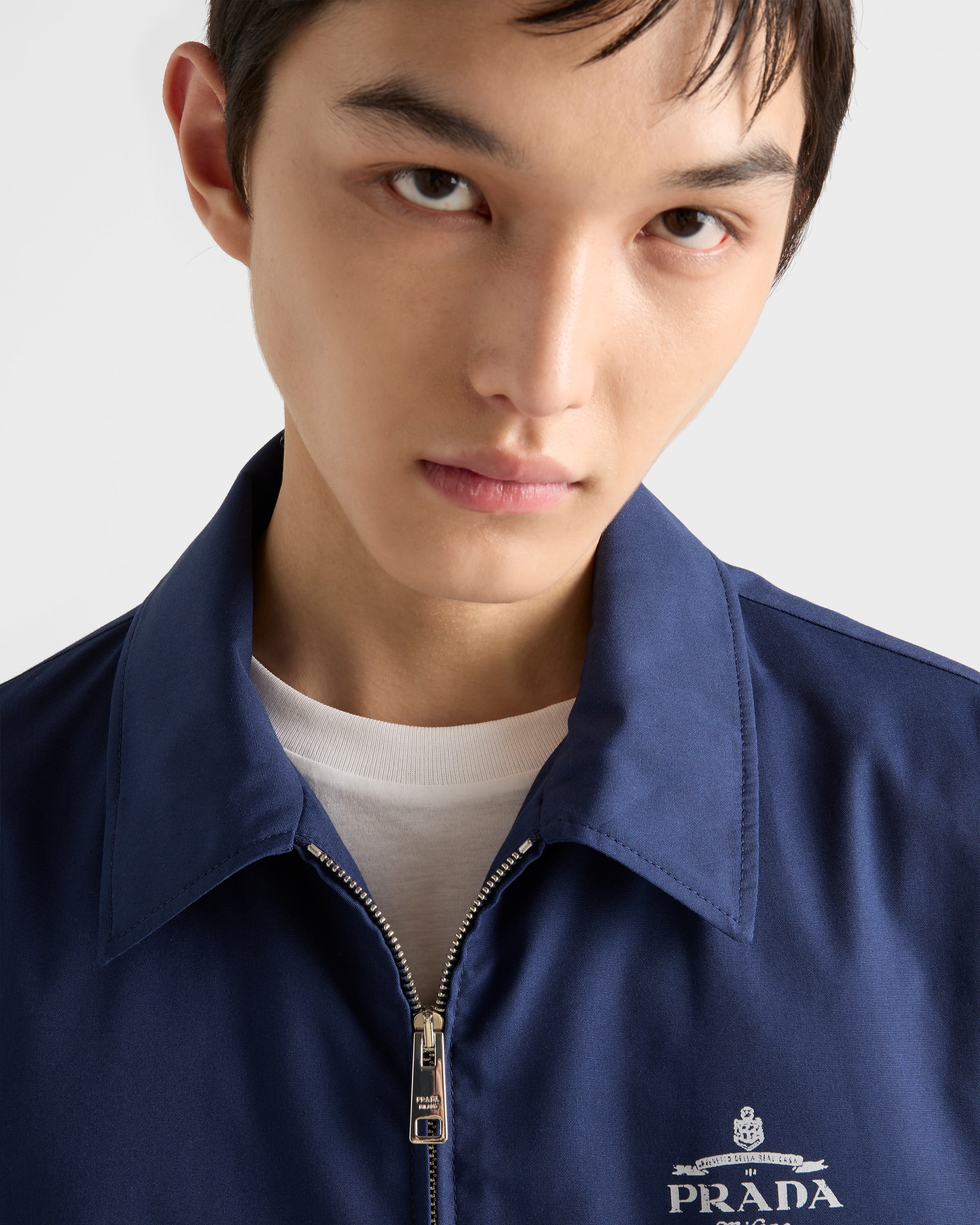 Baltic Blue Cotton blend blouson jacket | PRADA