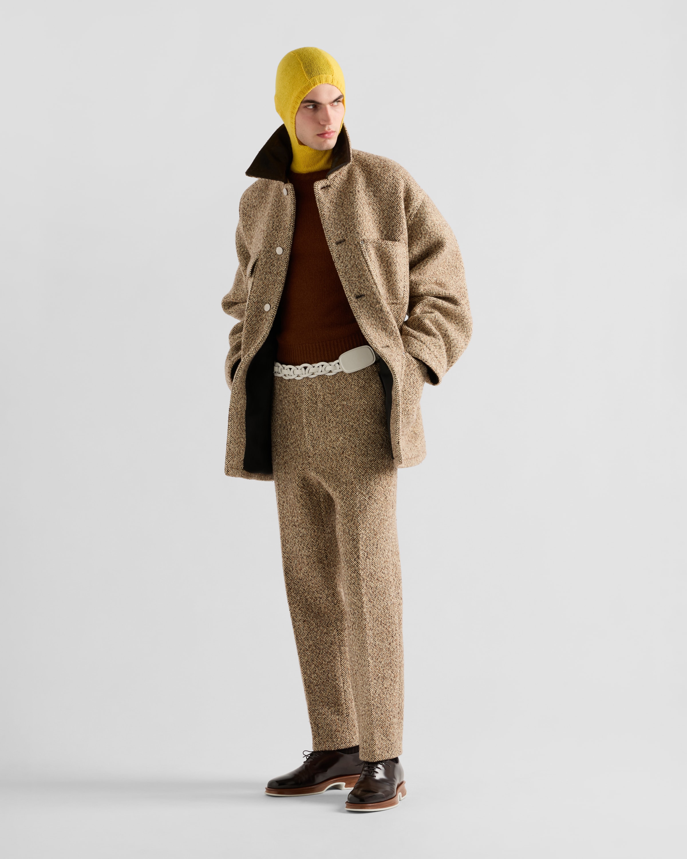 Camel Brown Wool Blend Jacket | PRADA