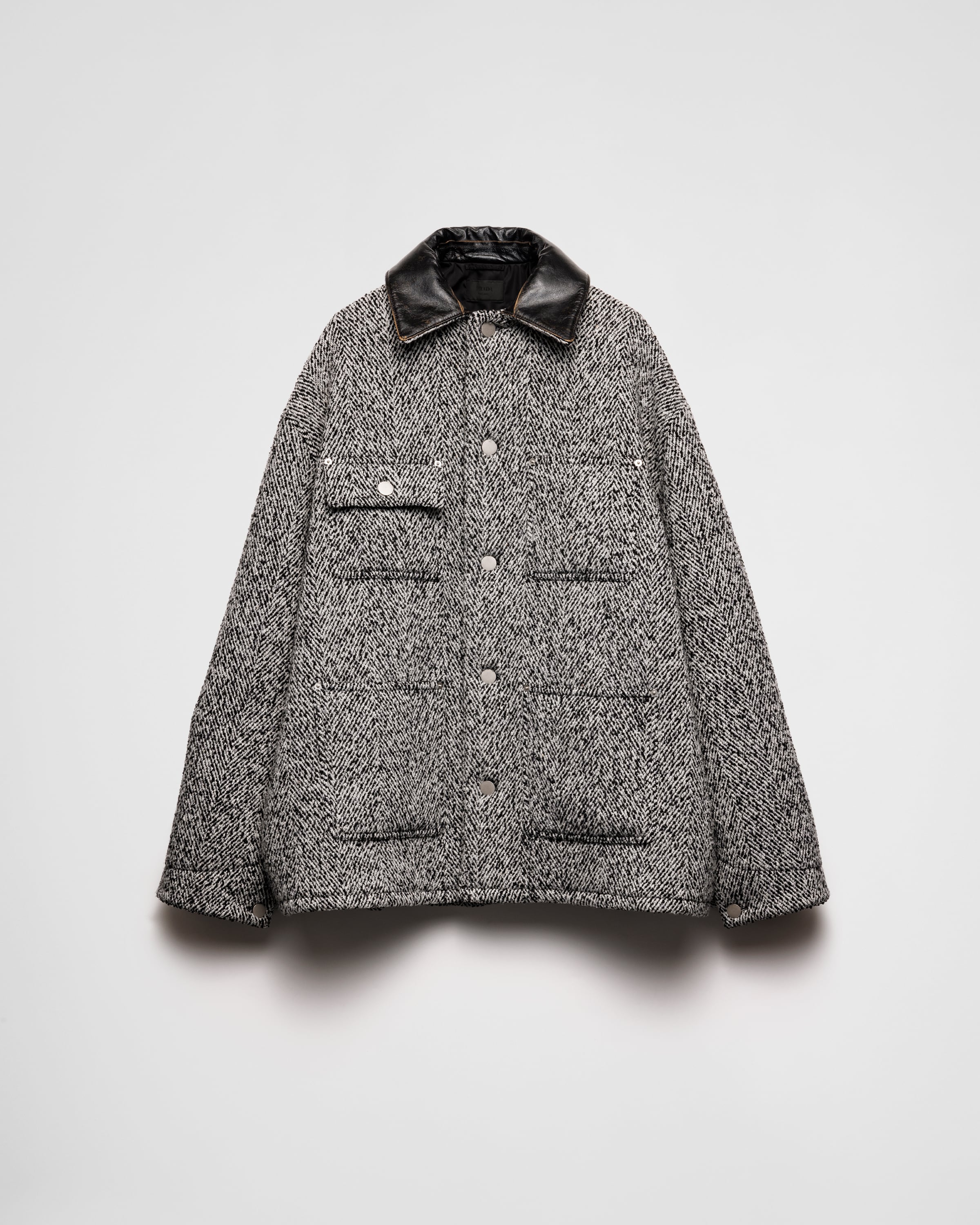 Weiss schwarz Jacke Aus Wollgemisch PRADA