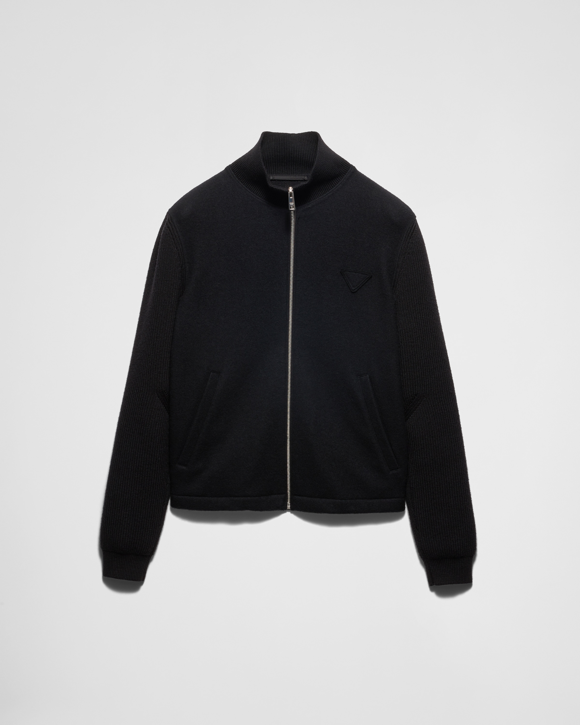 Black Wool And Cashmere Zipper Cardigan | PRADA