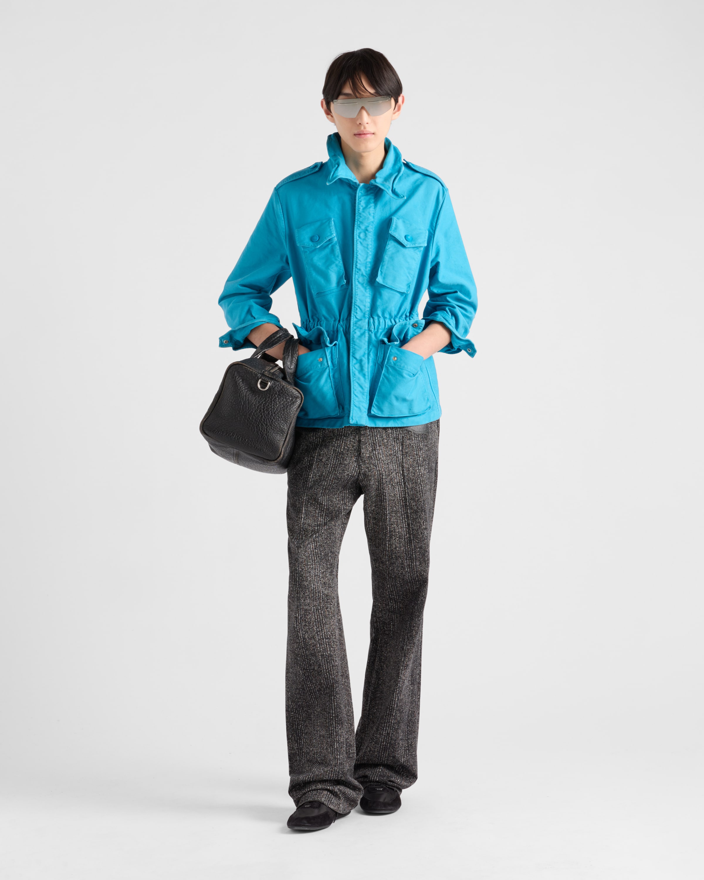 Turquoise Cotton safari jacket | PRADA