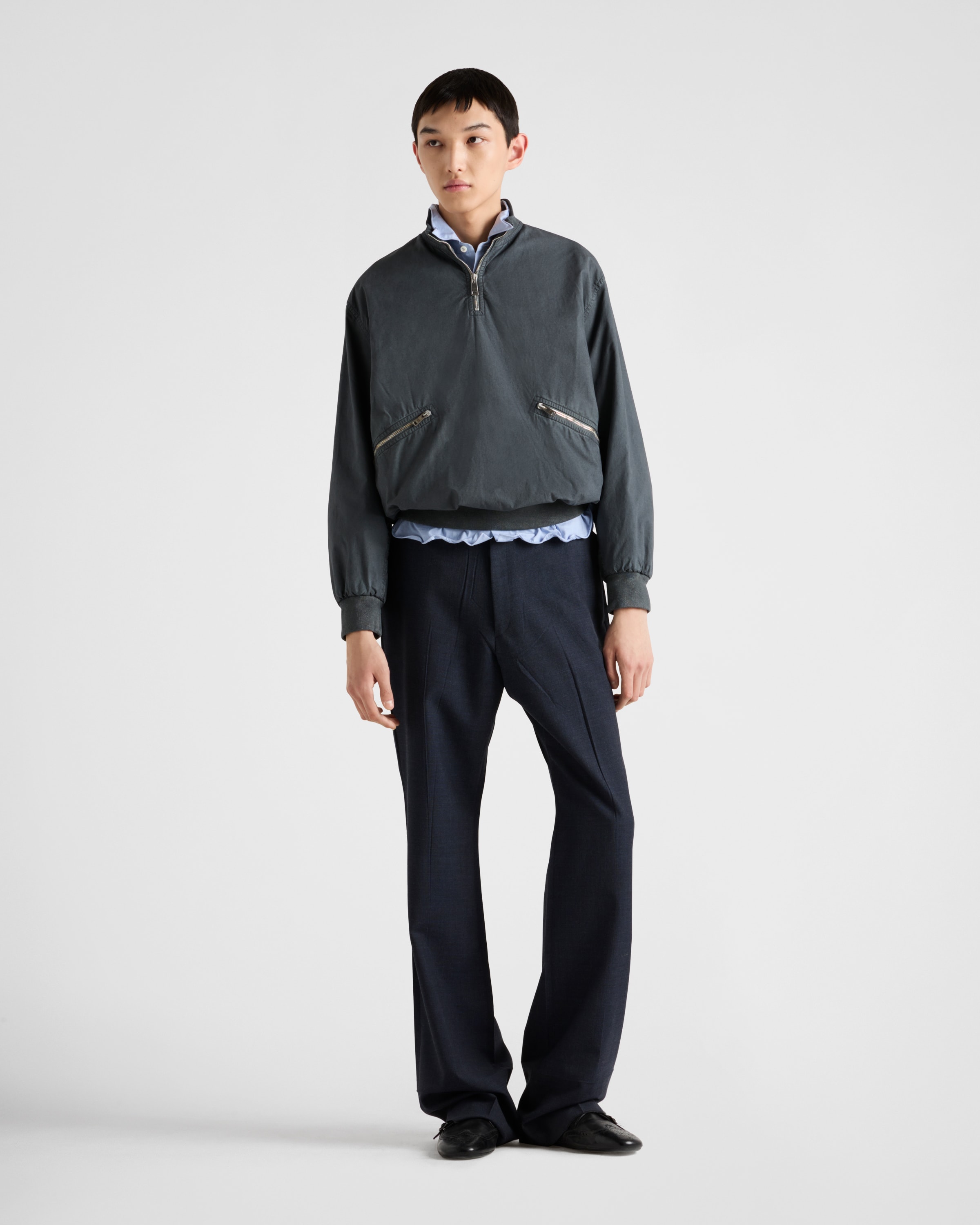 Lead Gray Cotton Blouson Jacket | PRADA
