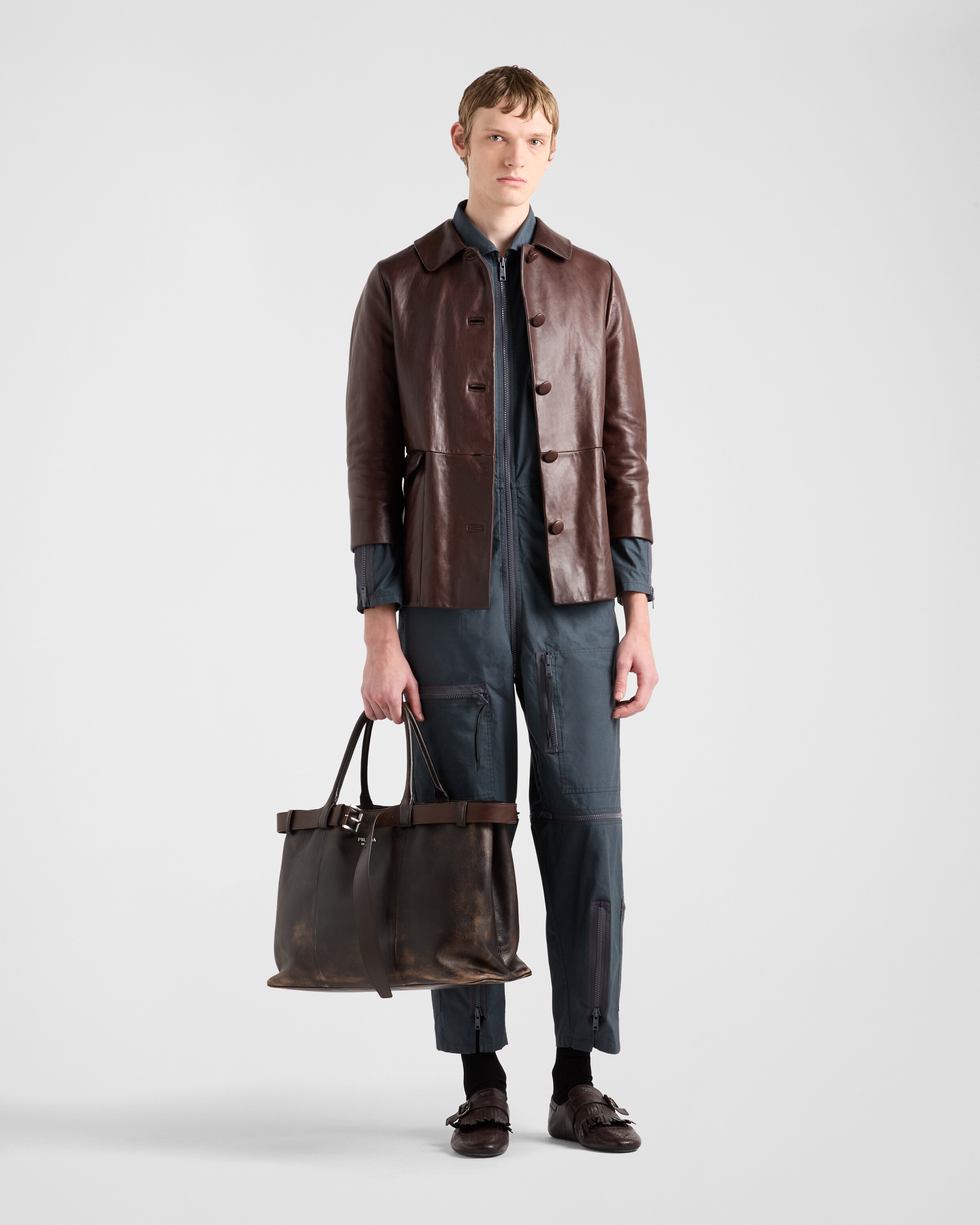 Lead Gray Cotton jumpsuit | PRADA