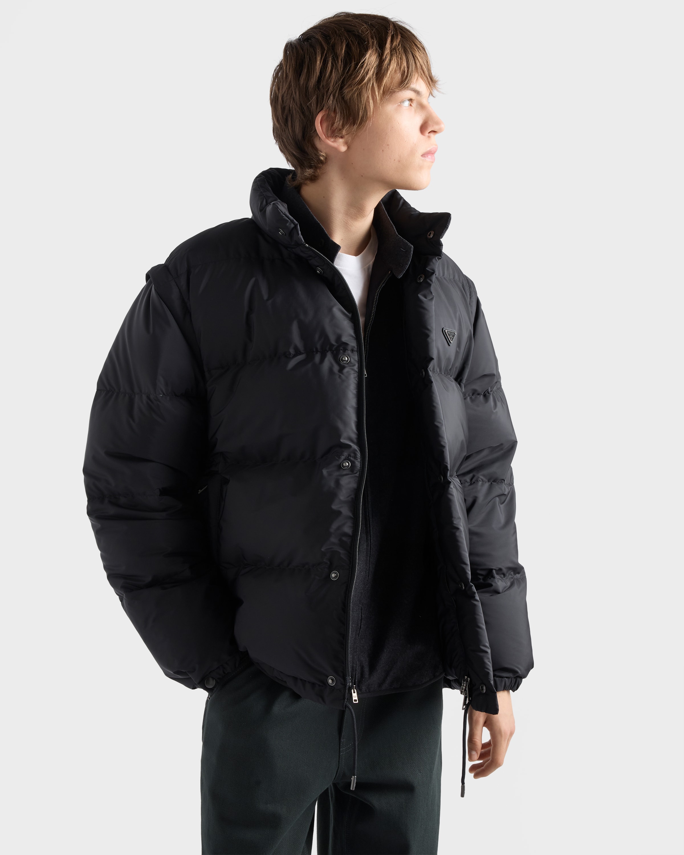 Black Medium-weight Re-nylon Down Jacket | PRADA - United States