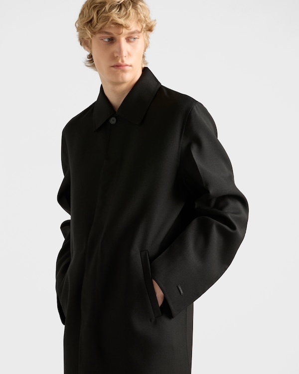 モヘヤウール レインコート - ブラック モヘヤウール レインコート - ブラック